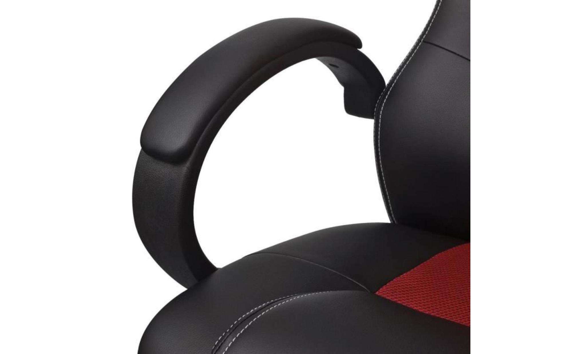 chaise de bureau gamer noir et rouge fauteuil en similicuir chromé directeur enfant adolescent jeux confortable pas cher