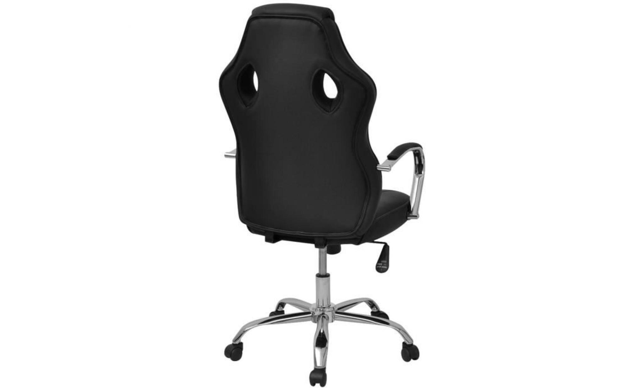 chaise de bureau gamer noir fauteuil en similicuir chromé directeur enfant adolescent jeux confortable pas cher