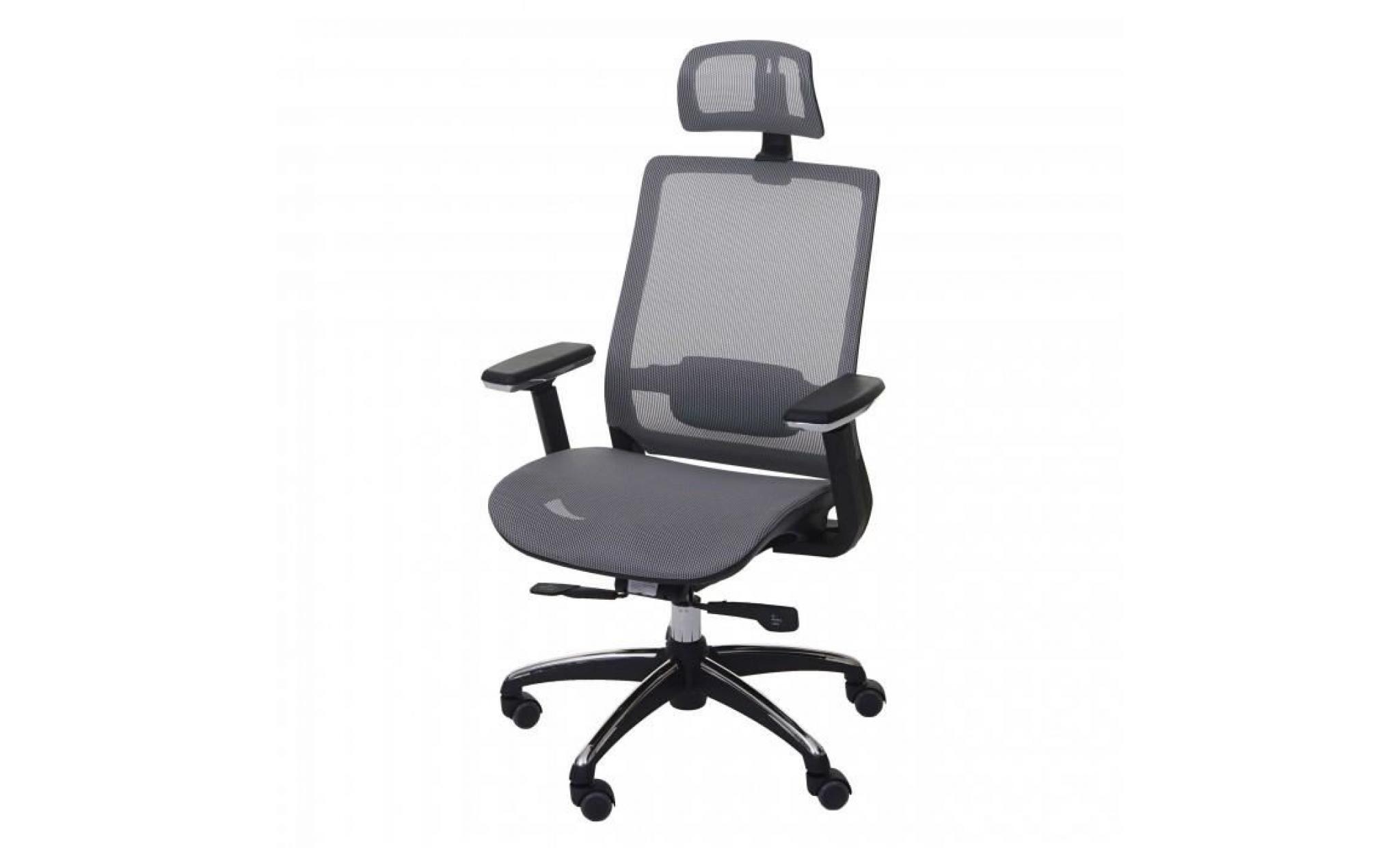 chaise de bureau hwc a20 chaise pivotante, ergonomique, appui tete, tissu gris