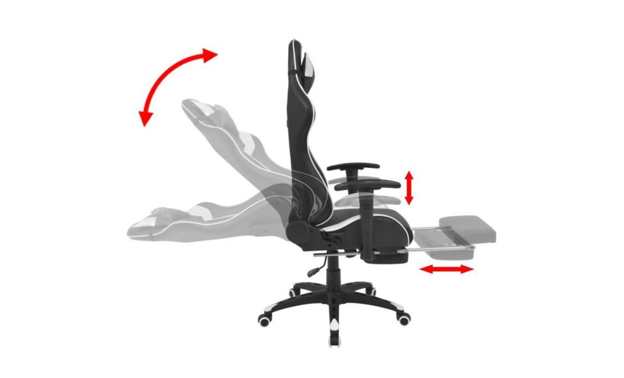 chaise de bureau inclinable avec repose pied blanc design confortable pas cher