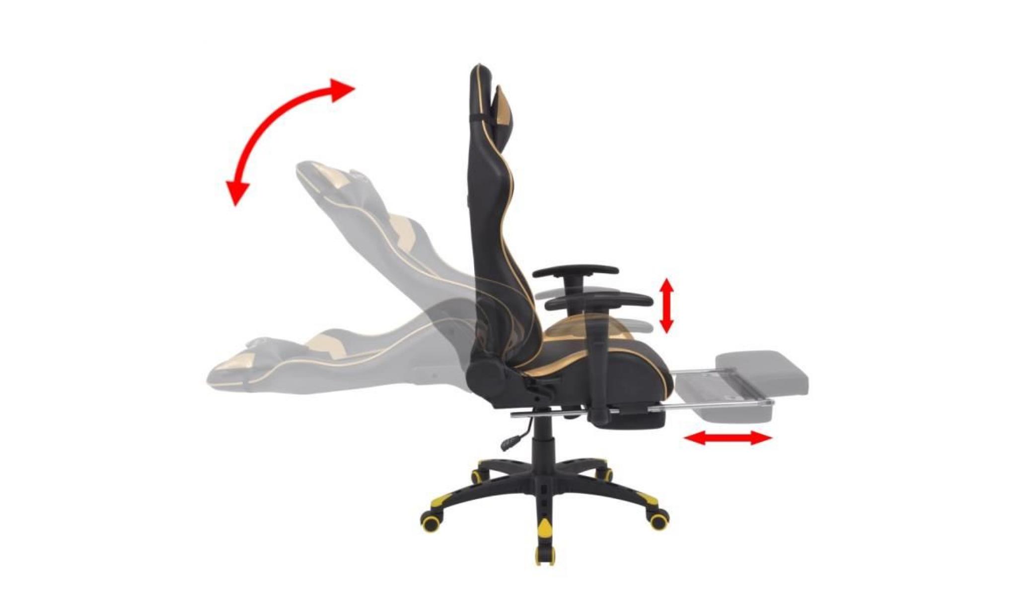 chaise de bureau inclinable avec repose pied doré pas cher