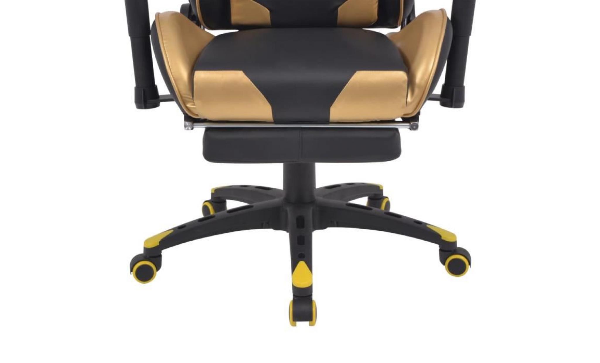 chaise de bureau inclinable avec repose pied doré pas cher