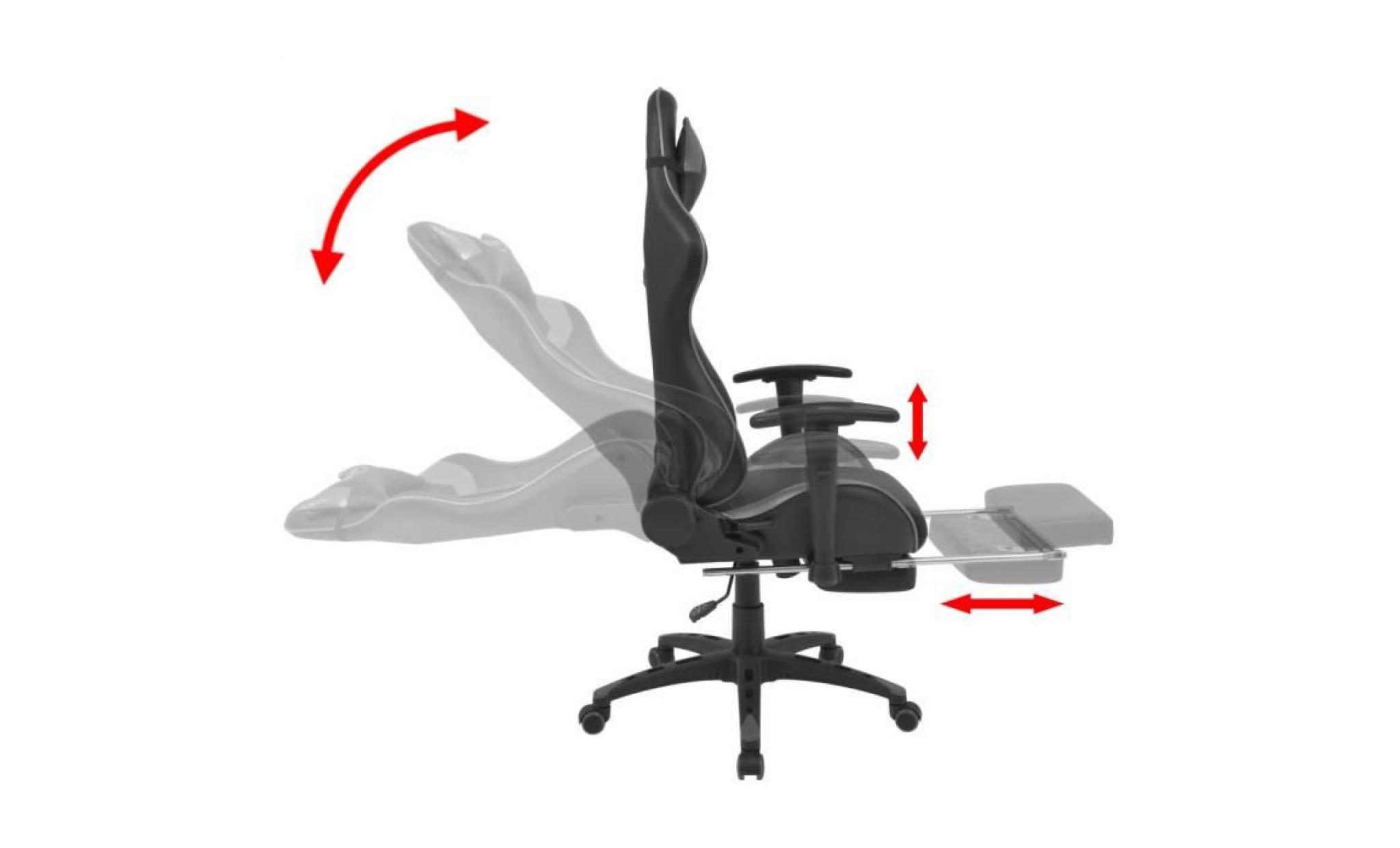 chaise de bureau inclinable avec repose pied gris pas cher