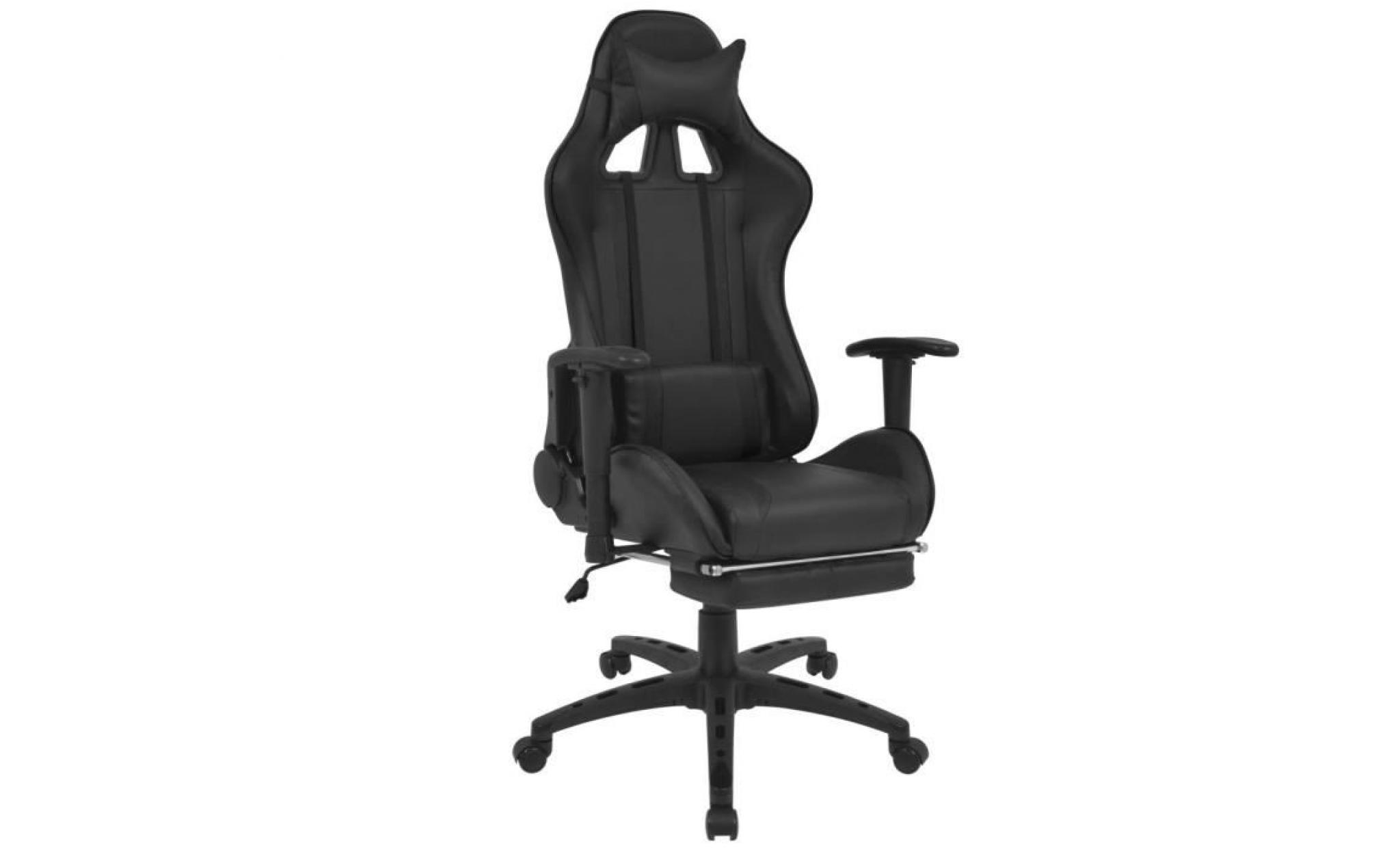 chaise de bureau inclinable avec repose pied noir