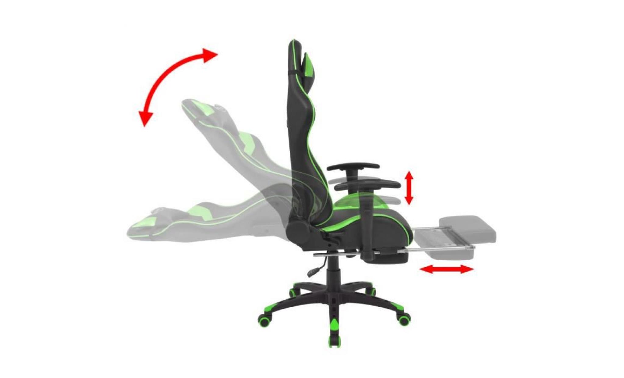 chaise de bureau inclinable avec repose pied vert   20167 pas cher
