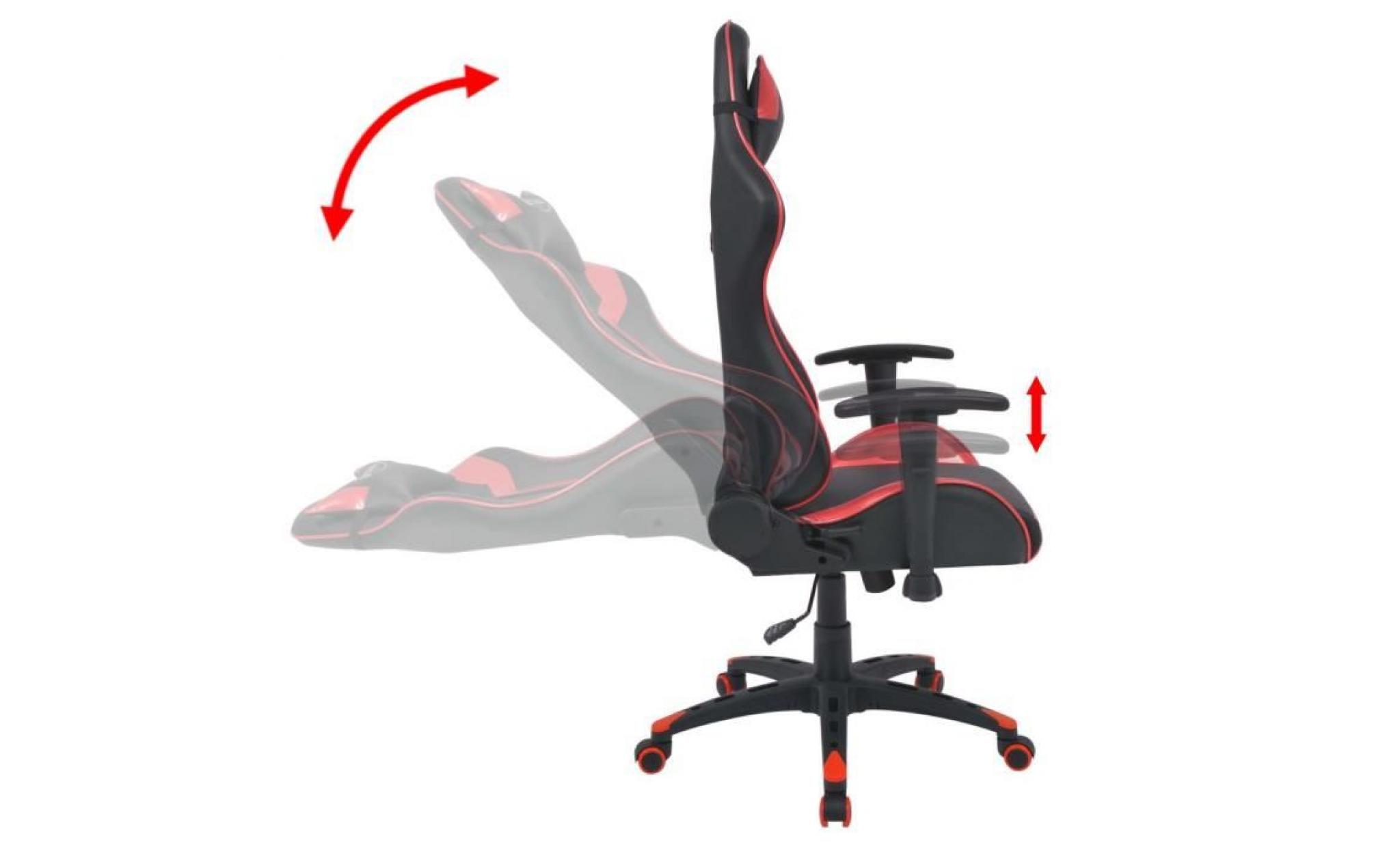 chaise de bureau inclinable cuir artificiel avec 5 roulettes en nylon flexibles rouge pas cher