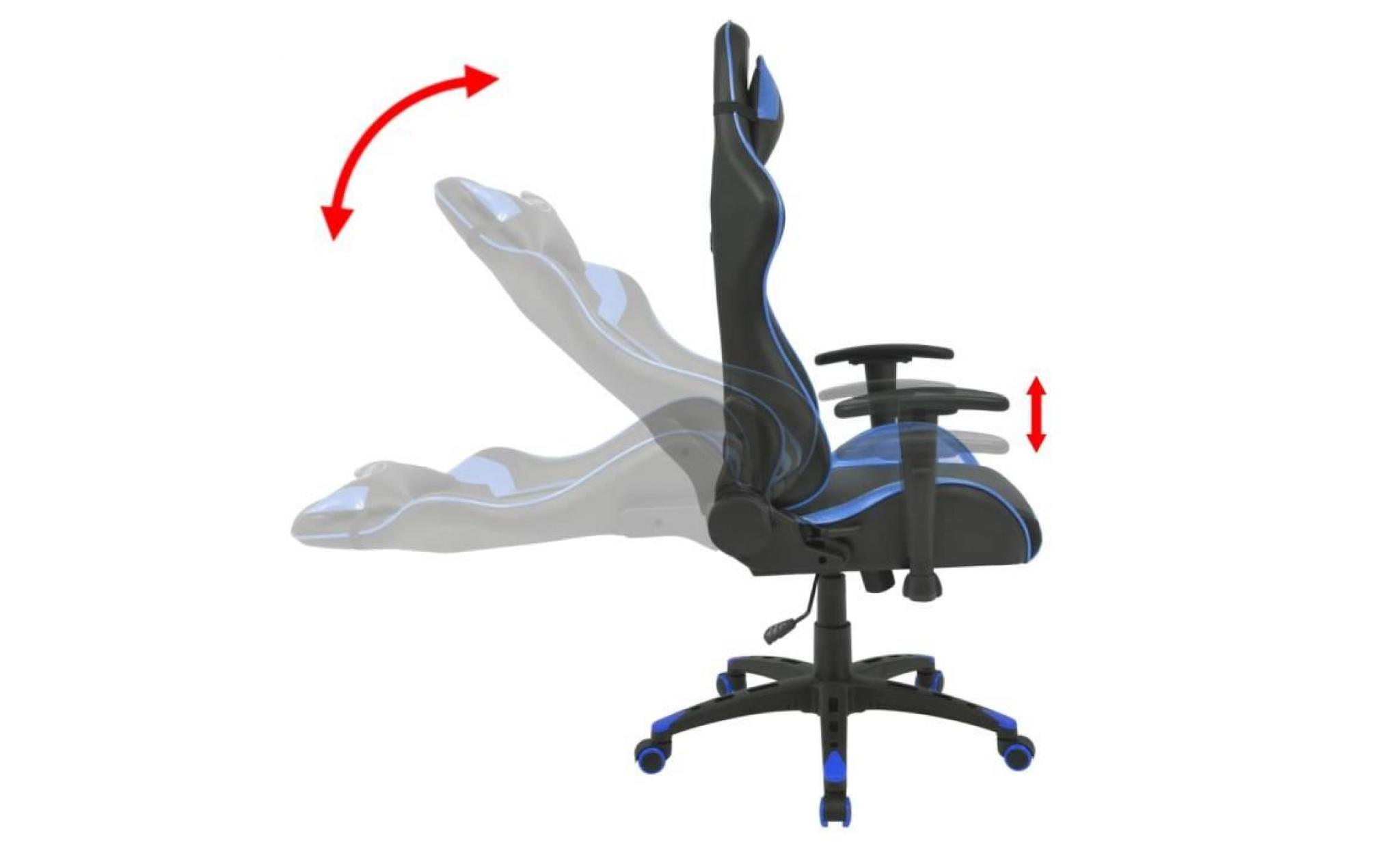 chaise de bureau inclinable cuir artificiel bleu pas cher