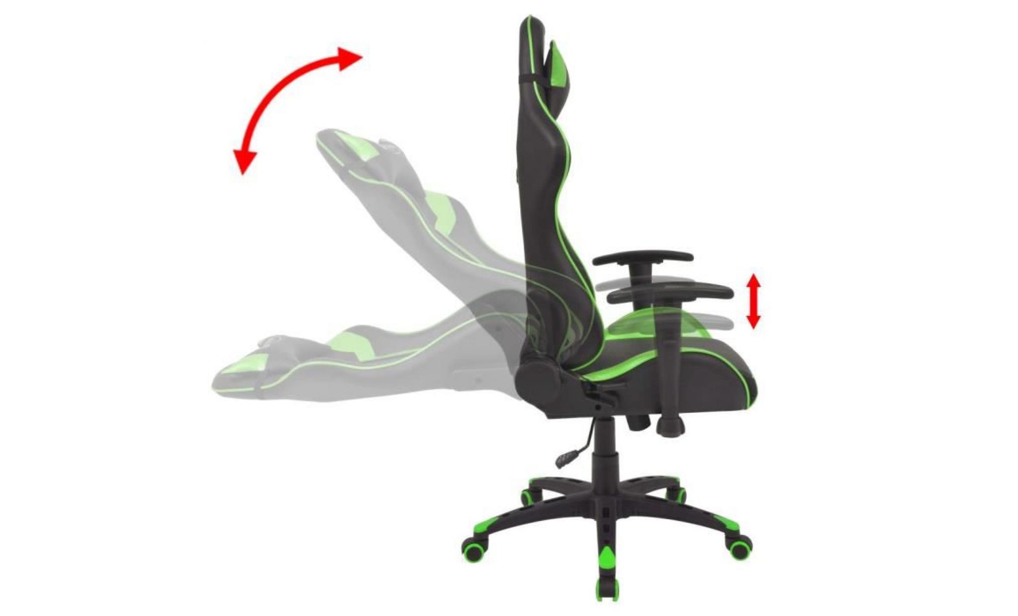 chaise de bureau inclinable cuir artificiel vert   20174 pas cher