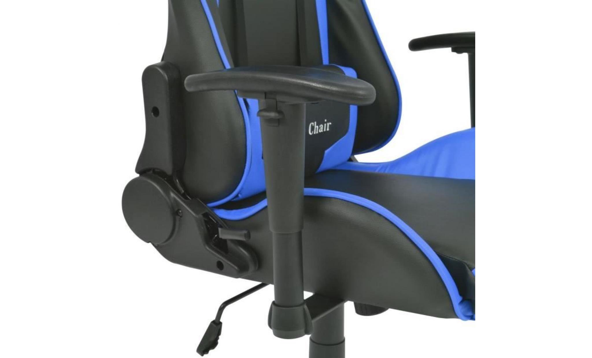 chaise de bureau inclinable fauteuil avec 5 roulettes en nylon flexibles cuir artificiel bleu pas cher