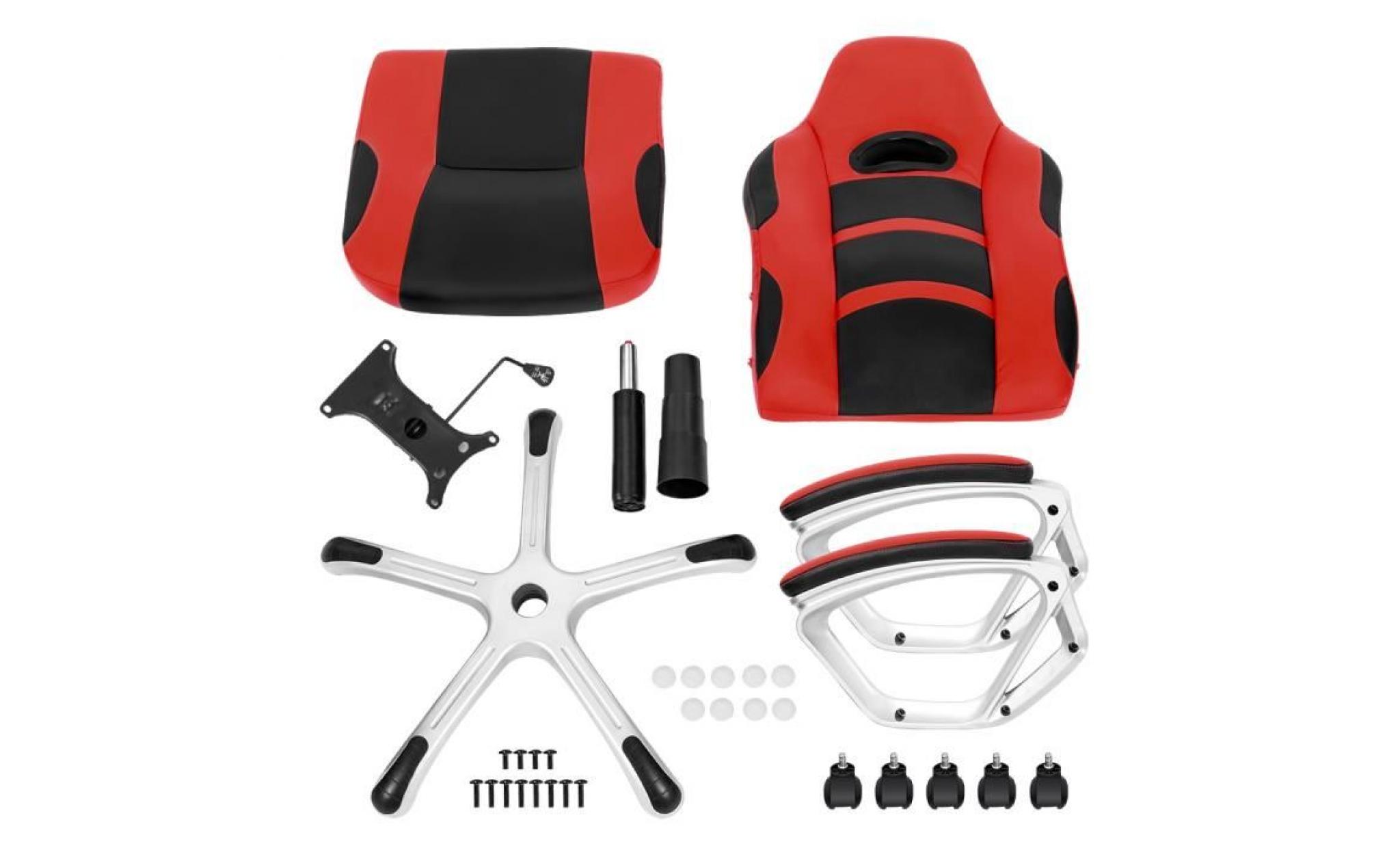 chaise de bureau langria ergonomique chaise dossier haut imitation cuir racing style jeux bureau faciles pas cher