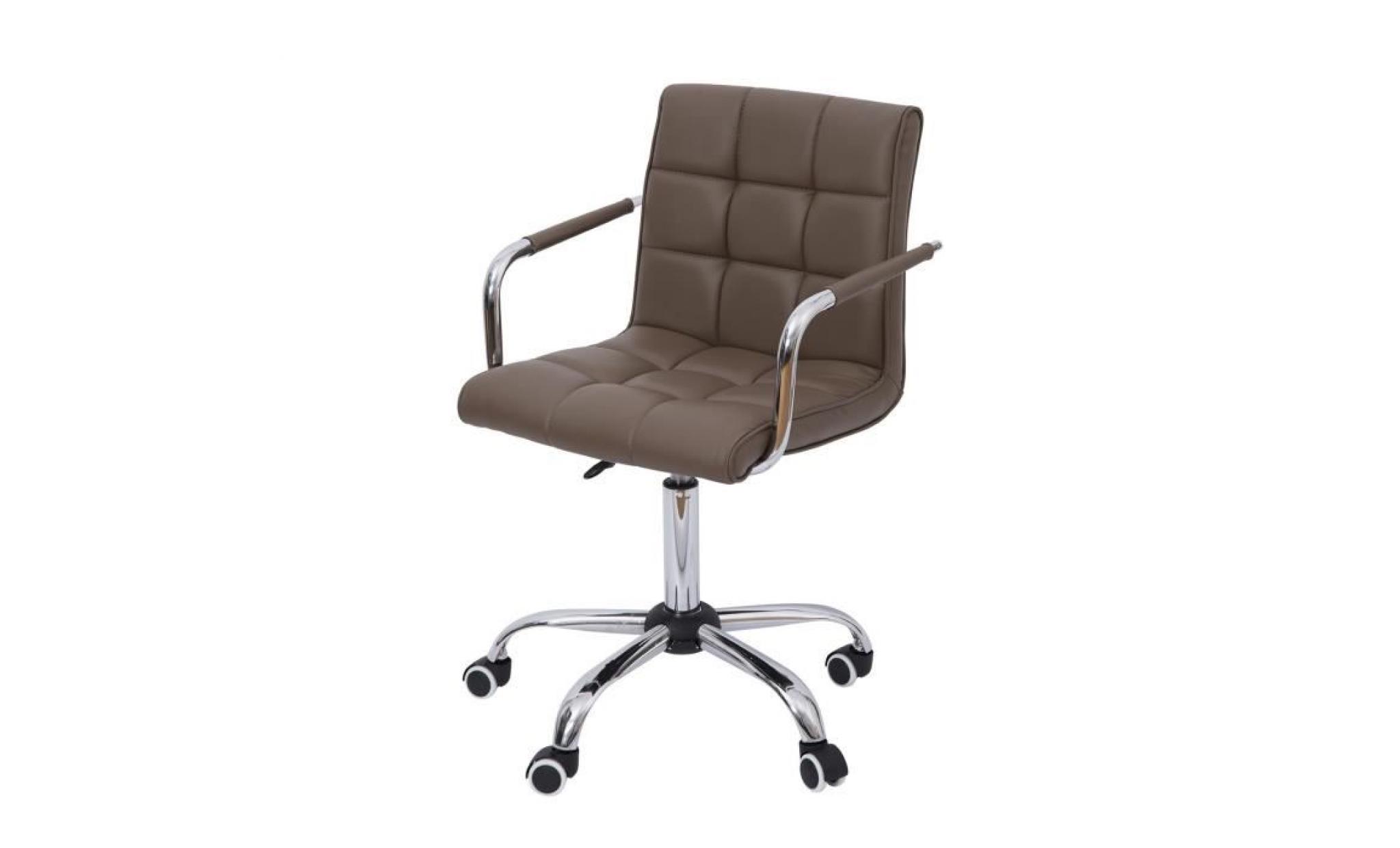 chaise de bureau manager accoudoirs pieds chromés hauteur réglable similicuir marron 99 53x54x94cm marron