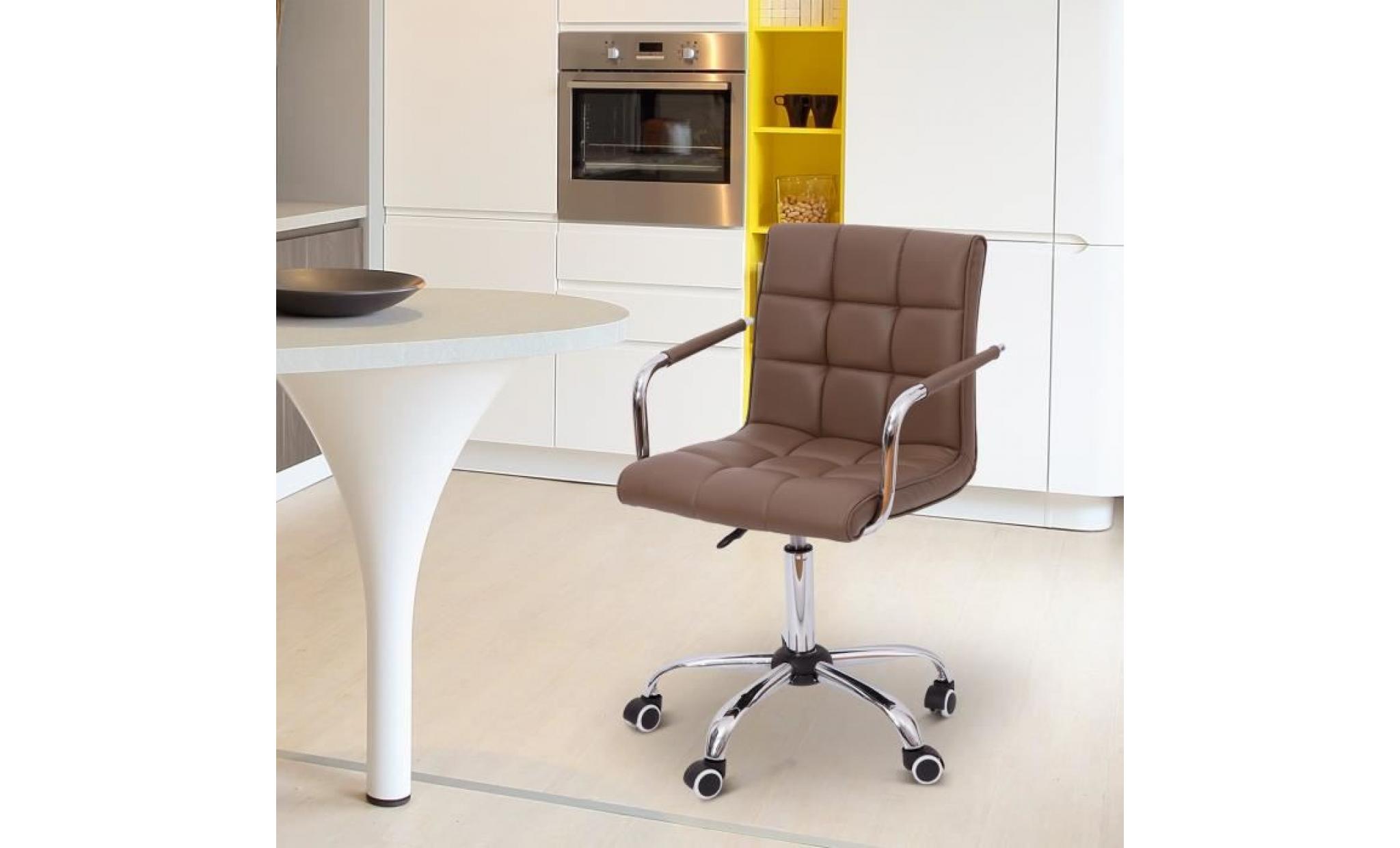 chaise de bureau manager accoudoirs pieds chromés hauteur réglable similicuir marron 99 53x54x94cm marron pas cher