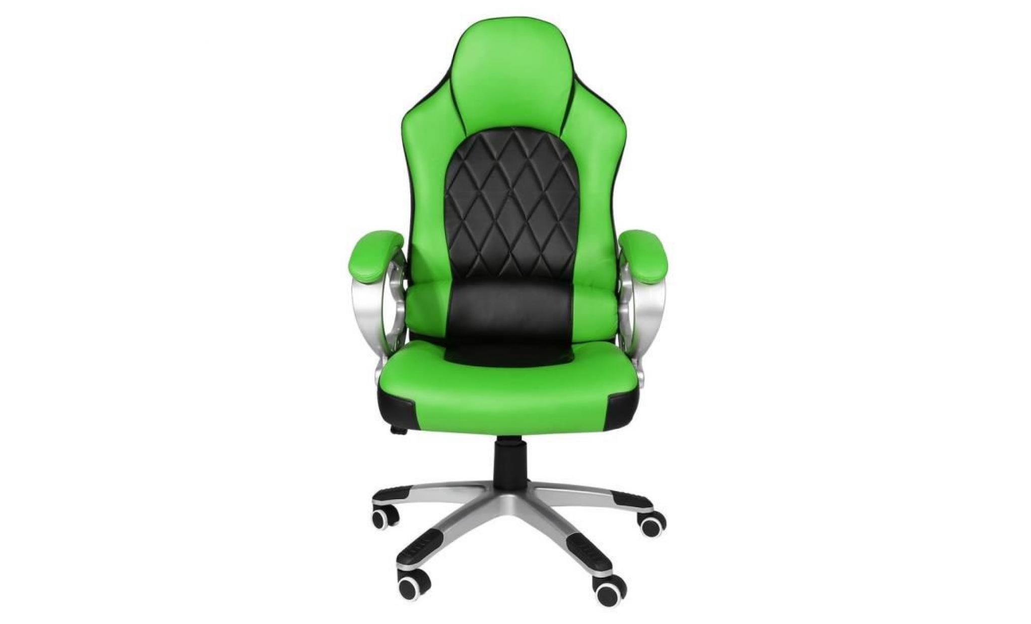 chaise de bureau moderne 360 degrés rotation hauteur réglable fauteuil de bureau gaming noir et vert