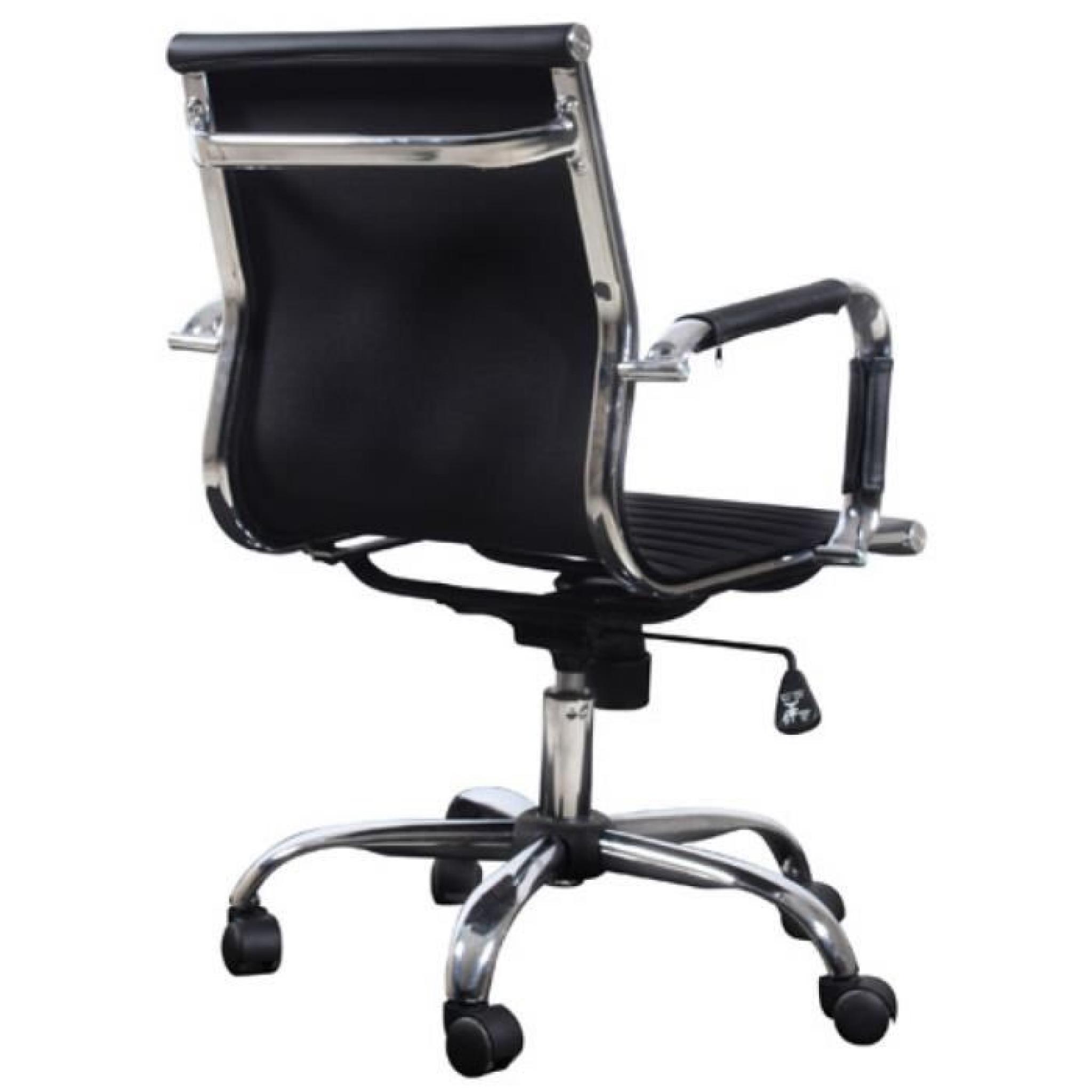 Chaise de bureau moderne simili cuir noir pas cher