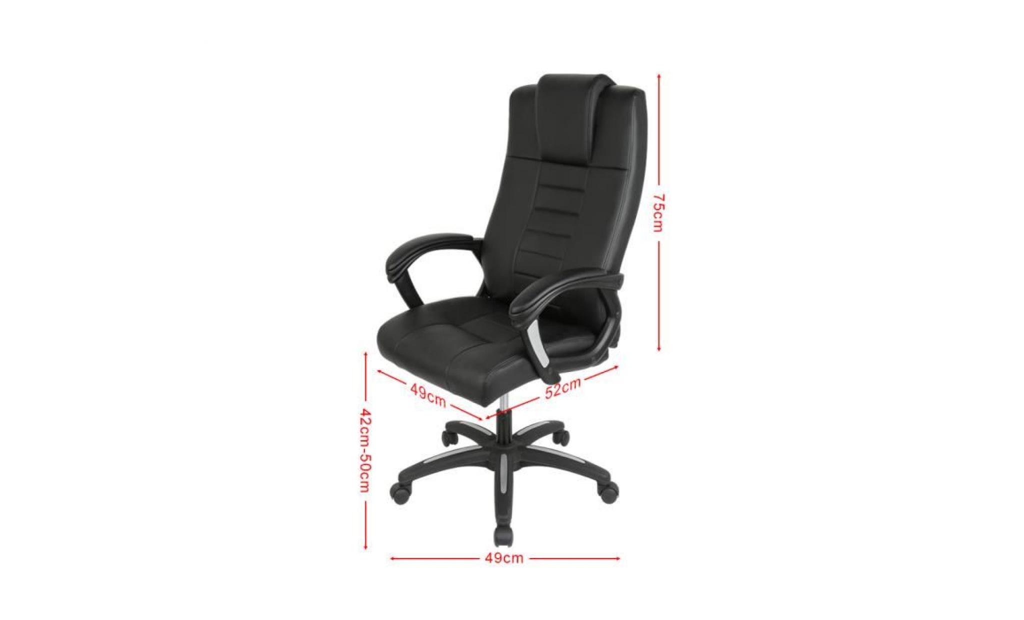 chaise de bureau noir fauteuil de bureau, siège tissu en cuir pu   style contemporain pas cher