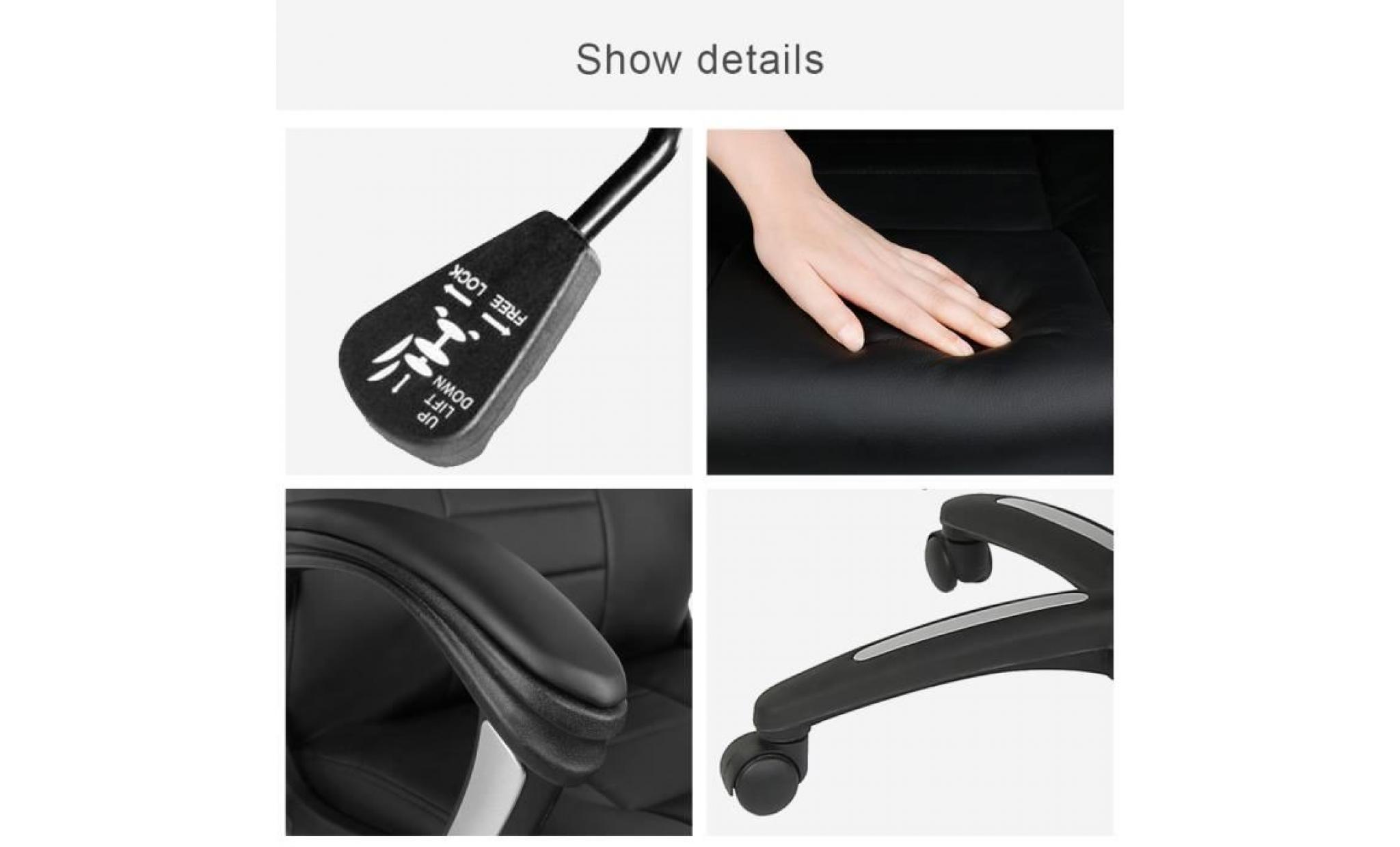 chaise de bureau noir fauteuil de bureau, siège tissu en cuir pu   style contemporain pas cher