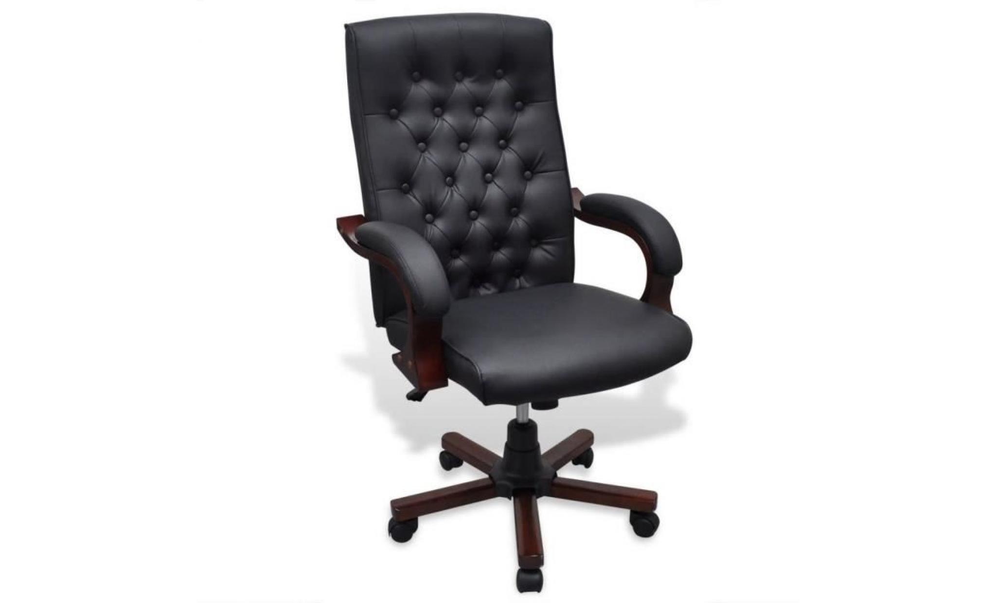 chaise de bureau noir fauteuil en simili cuir chesterfield professionnel directeur président dirigeant entrepreneur ajustable