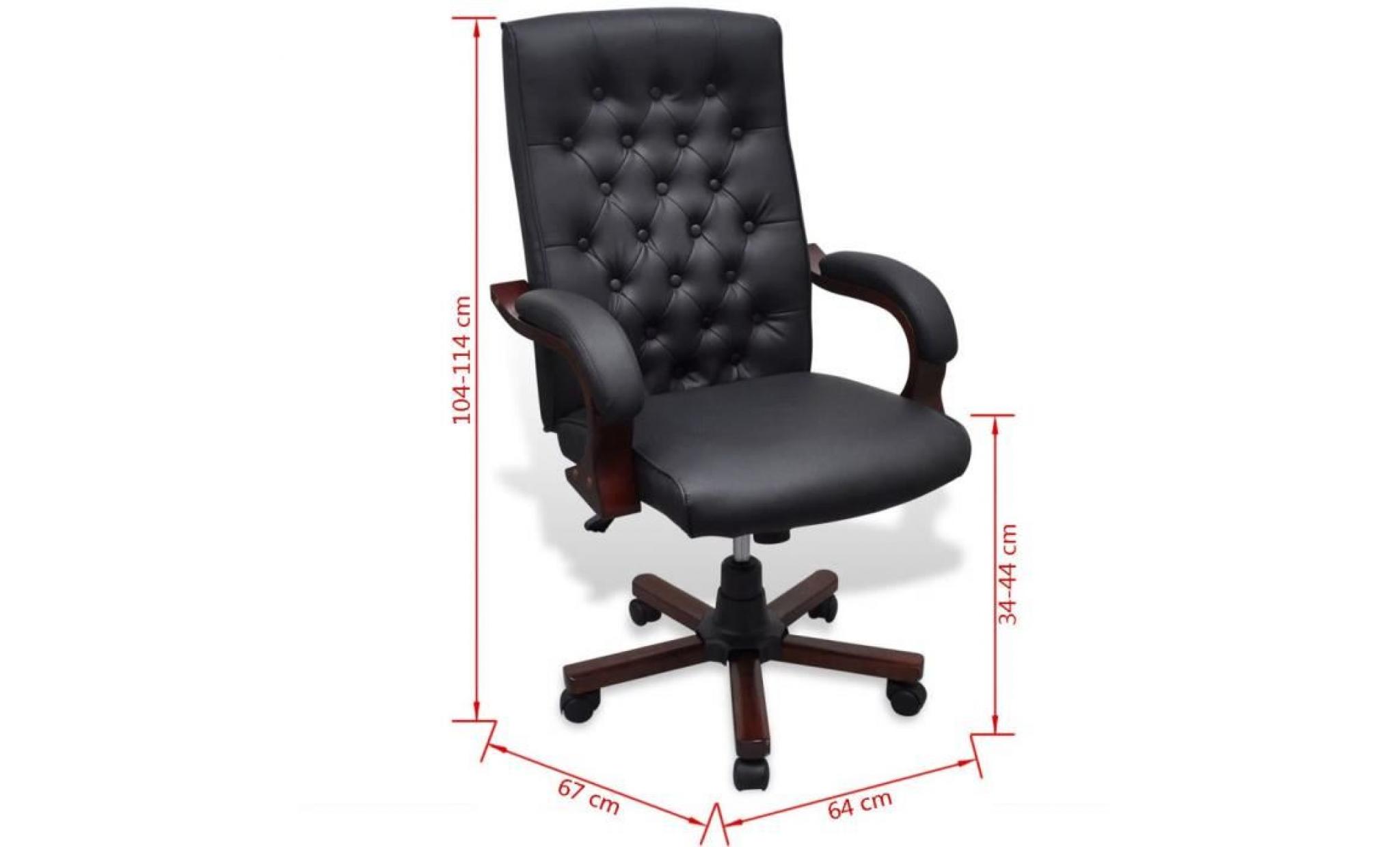 chaise de bureau noir fauteuil en simili cuir chesterfield professionnel directeur président dirigeant entrepreneur ajustable pas cher
