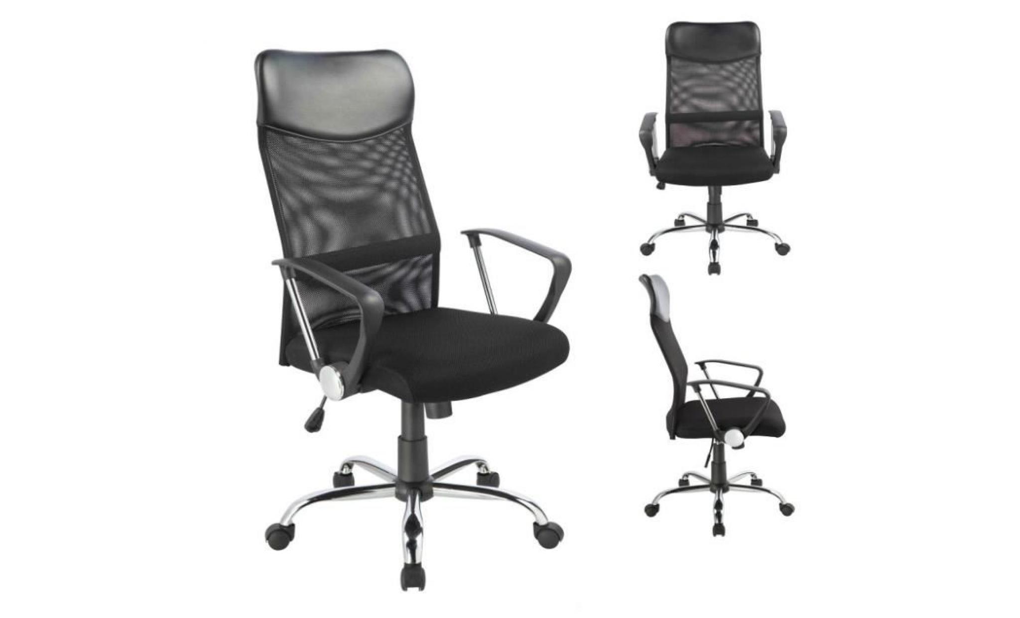 chaise de bureau noire    0341   duhome   fauteuil de chef ergonomique mesh fonction d'inclinaison chaise pivotante à roulettes