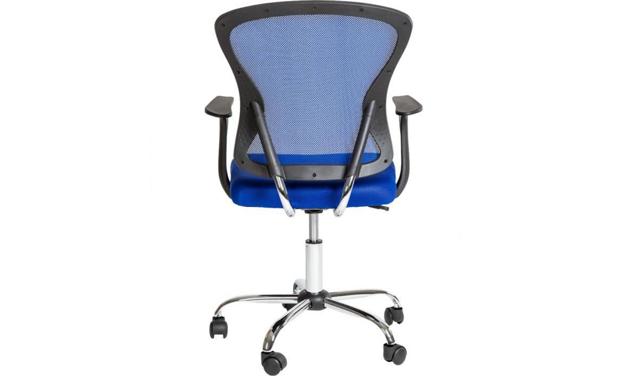 tectake chaise de bureau hauteur réglable pivotante bleu pas cher