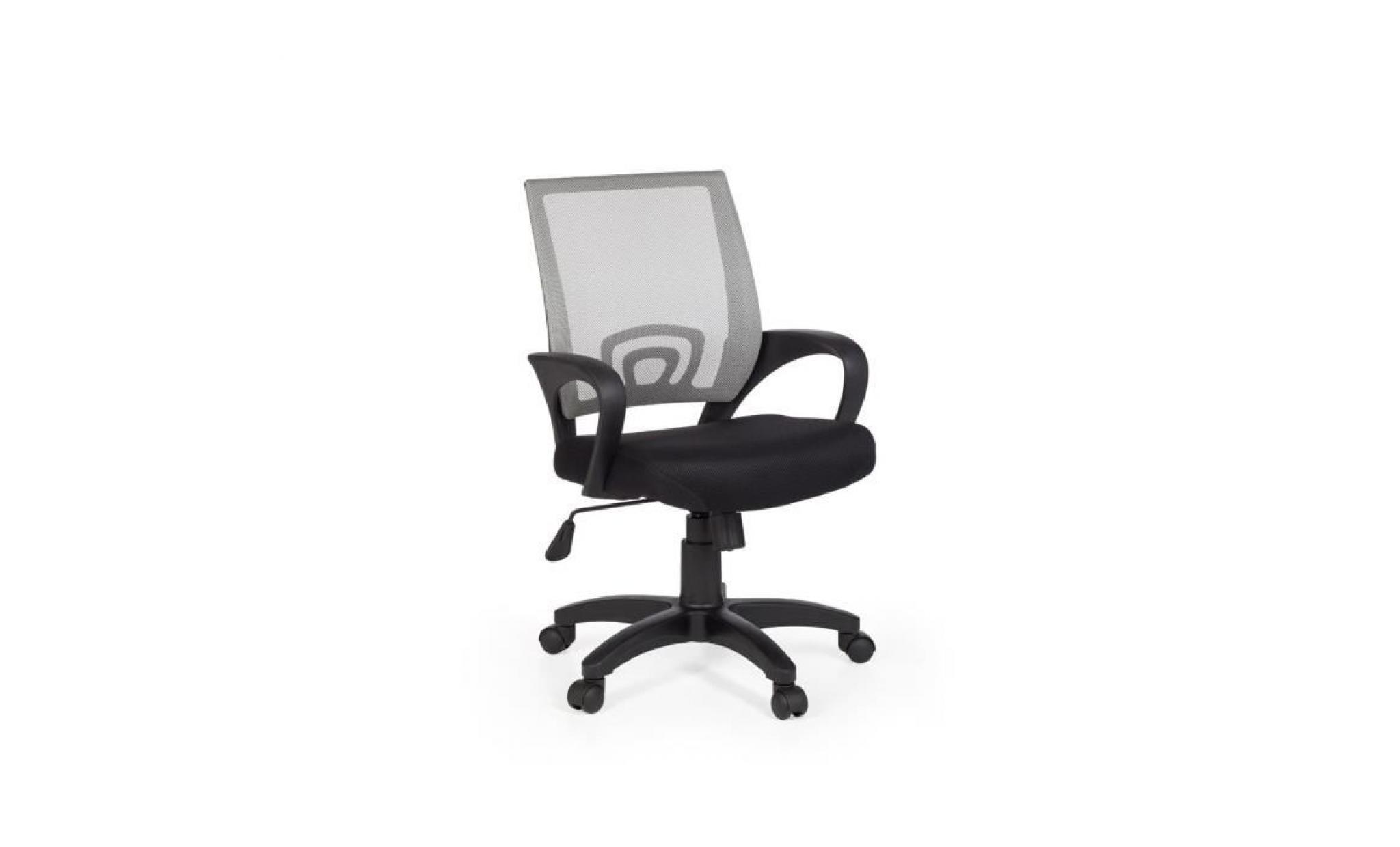 chaise de bureau pivotante en tissu maille coloris noir et gris