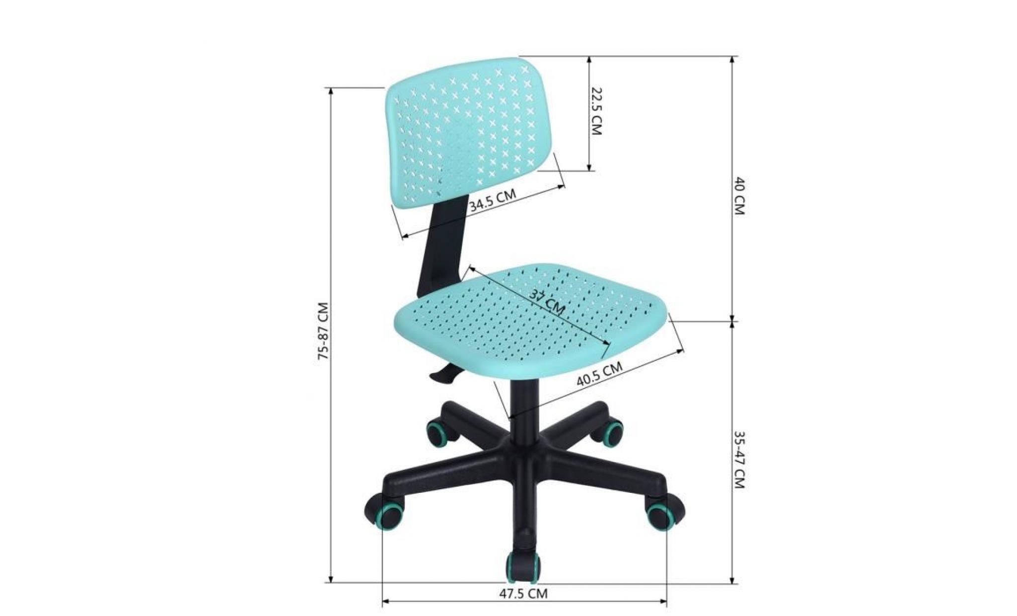 chaise de bureau pivotante hauteur réglable bleu turquoise pas cher