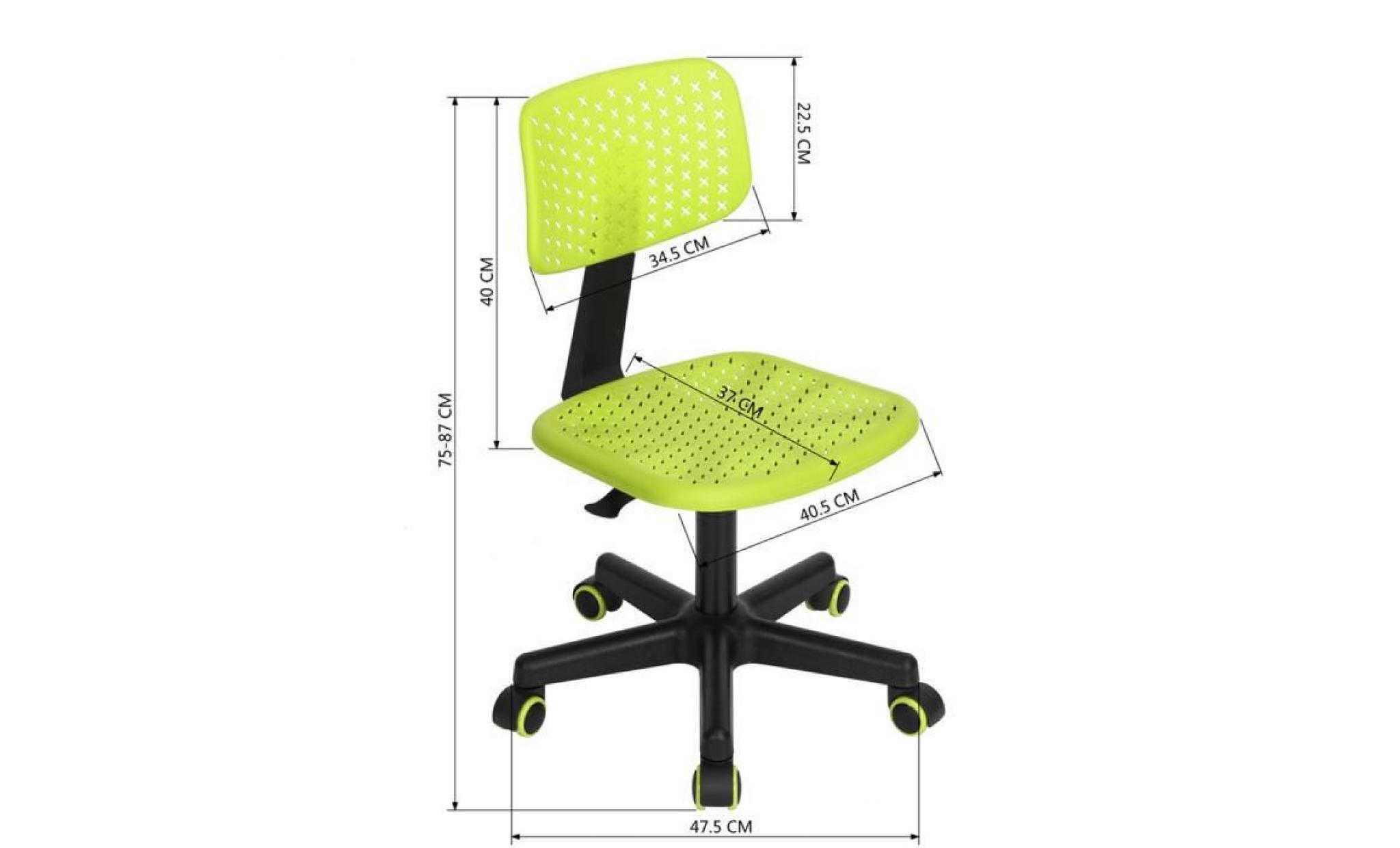 chaise de bureau pivotante hauteur réglable vert pas cher