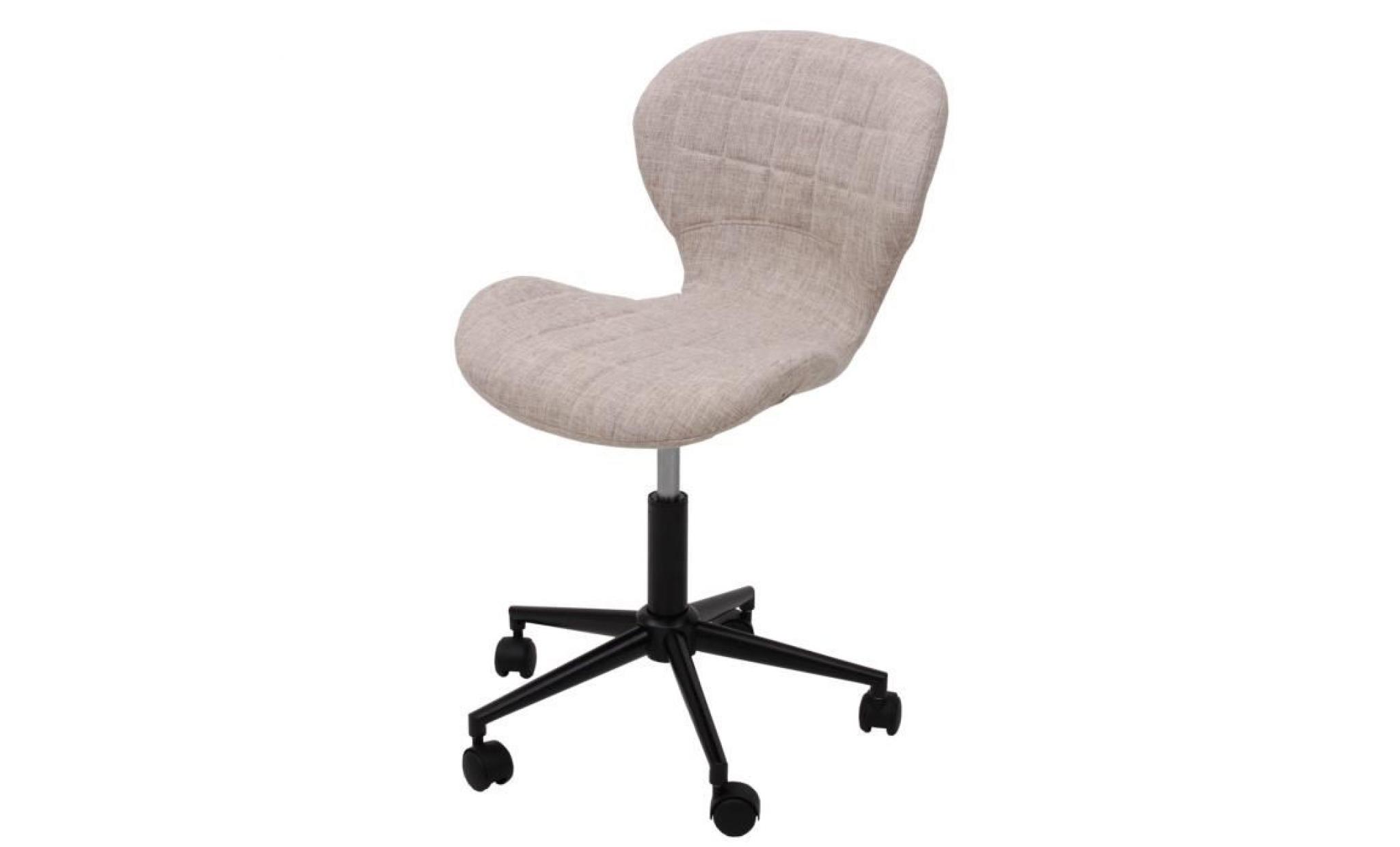 chaise de bureau pivotante hwc b43, fauteuil, siege baquet, style retro, tissu creme