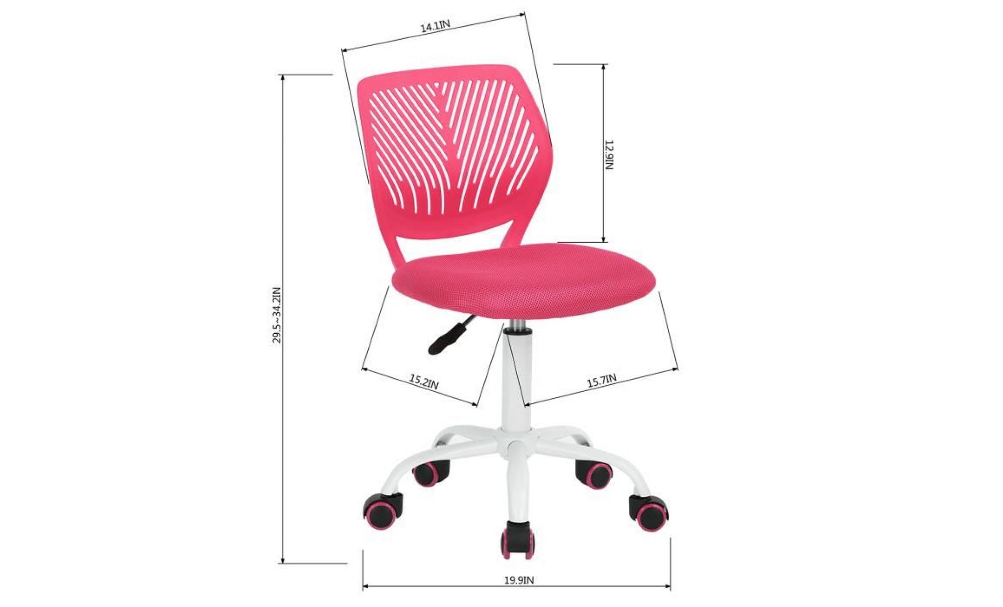 chaise de bureau pivotante sans accoudoirs hauteur réglable assise en résille dossier en plastique,rose pas cher