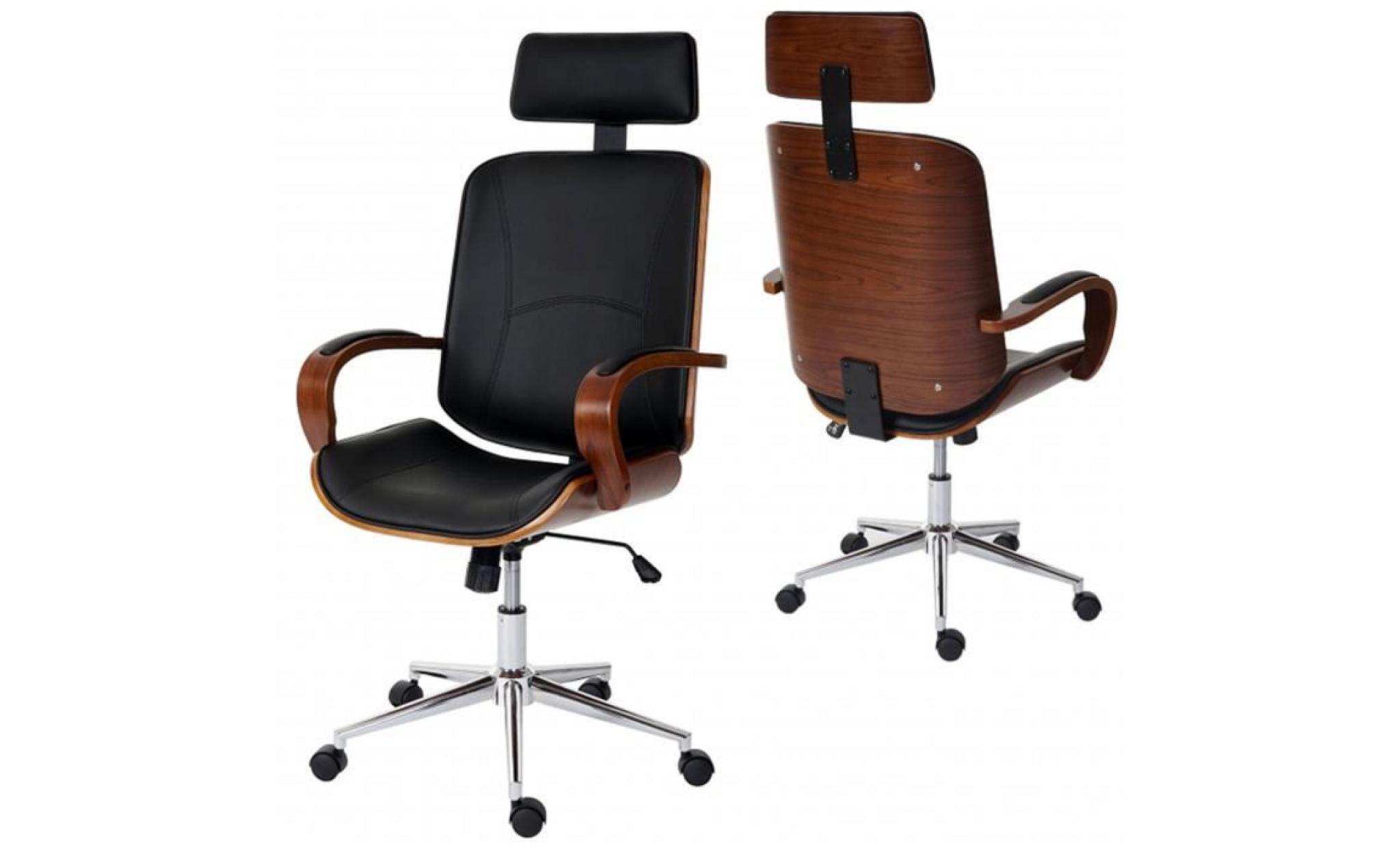 chaise de bureau pivotante similicuir noir   dim : h 123 x l 61 x p 67 cm