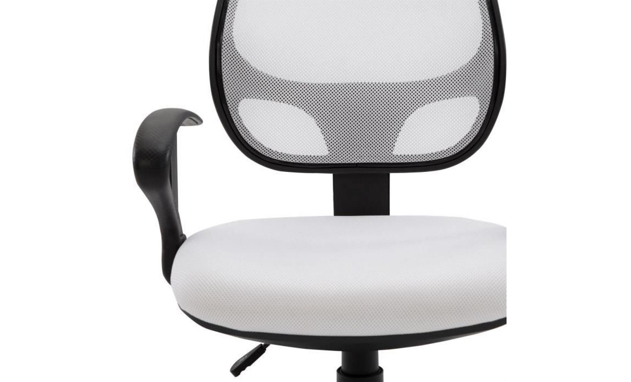 chaise de bureau pour enfant cool fauteuil pivotant et ergonomique avec accoudoirs, siège à roulettes et hauteur réglable mesh blanc pas cher