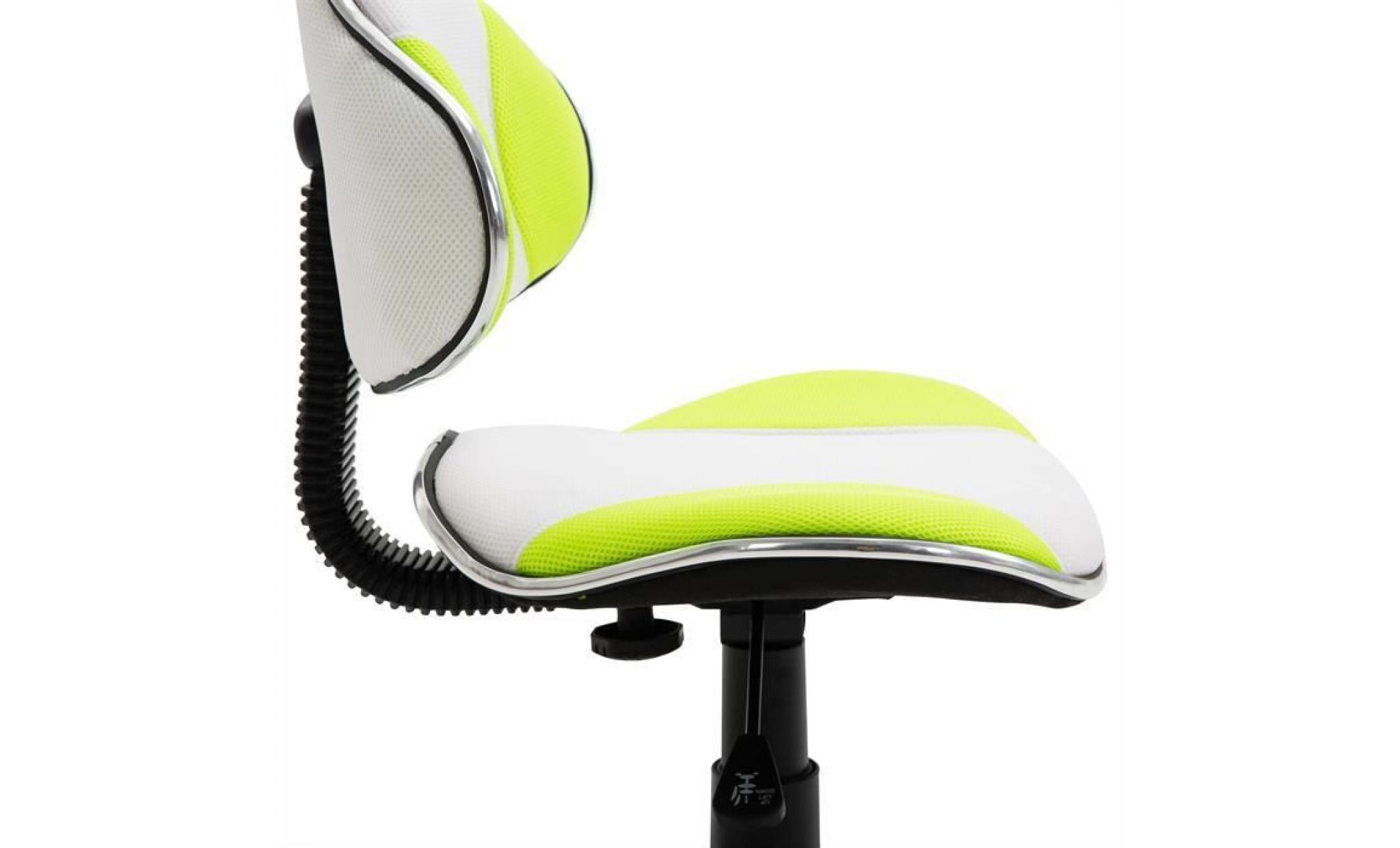 chaise de bureau pour enfant osaka fauteuil pivotant avec hauteur réglable, revêtement en mesh blanc/vert pas cher