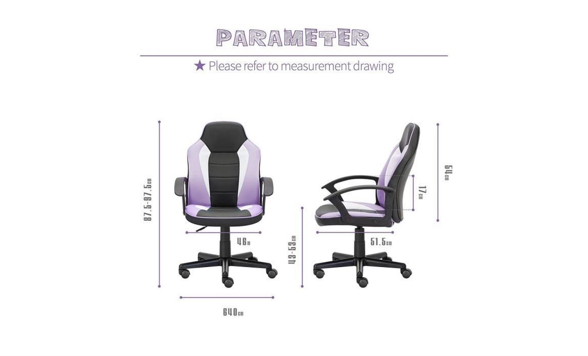 chaise de bureau pour enfant   siège etudiant   fauteuil de bureau réglable   violet   intimate wm heart pas cher
