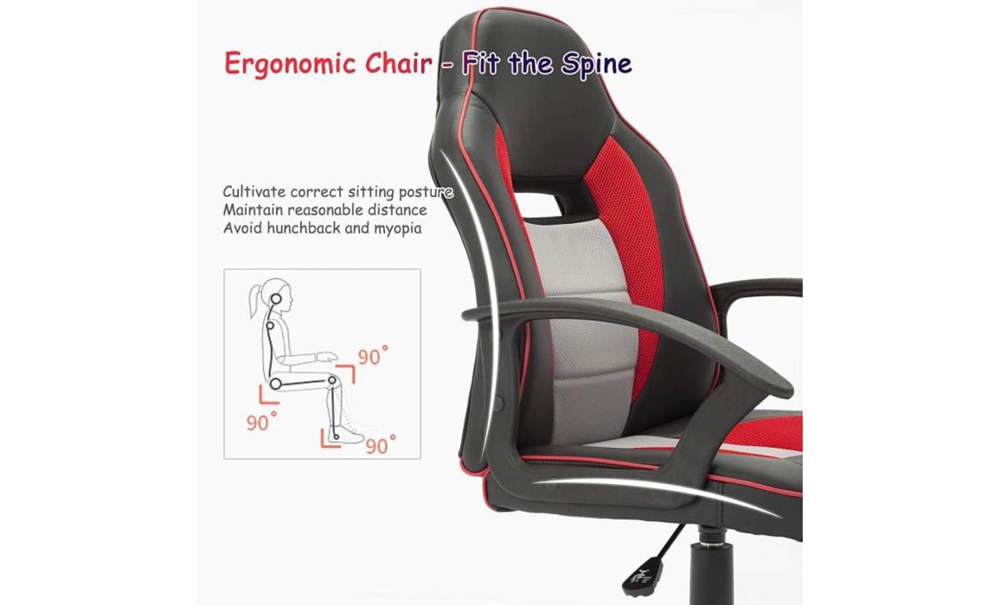 chaise de bureau pour Étudiant enfant en similicuir siège ergonomique hauteur réglable   rouge   intimate wm heart pas cher