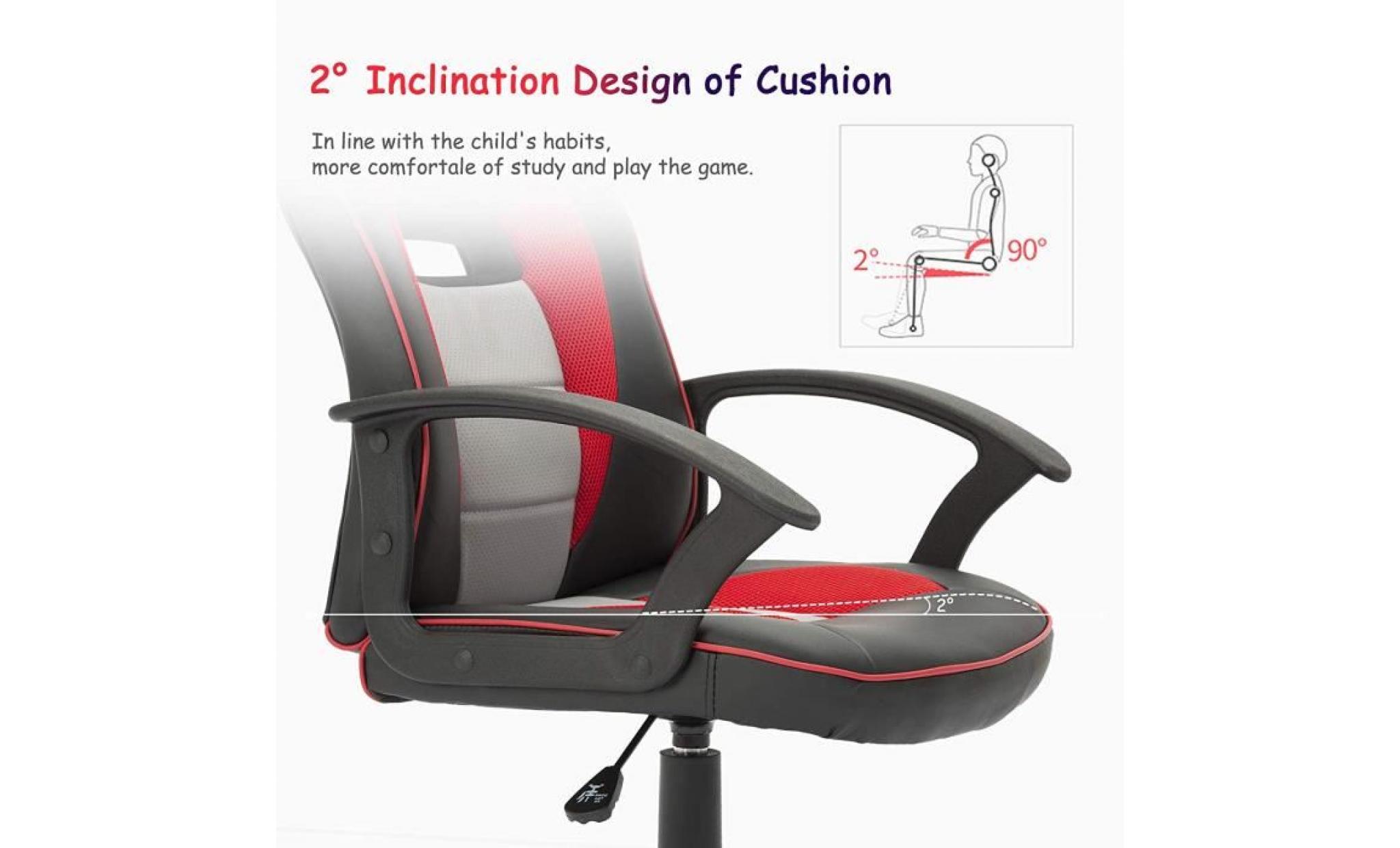 chaise de bureau pour Étudiant enfant en similicuir siège ergonomique hauteur réglable   rouge   intimate wm heart pas cher