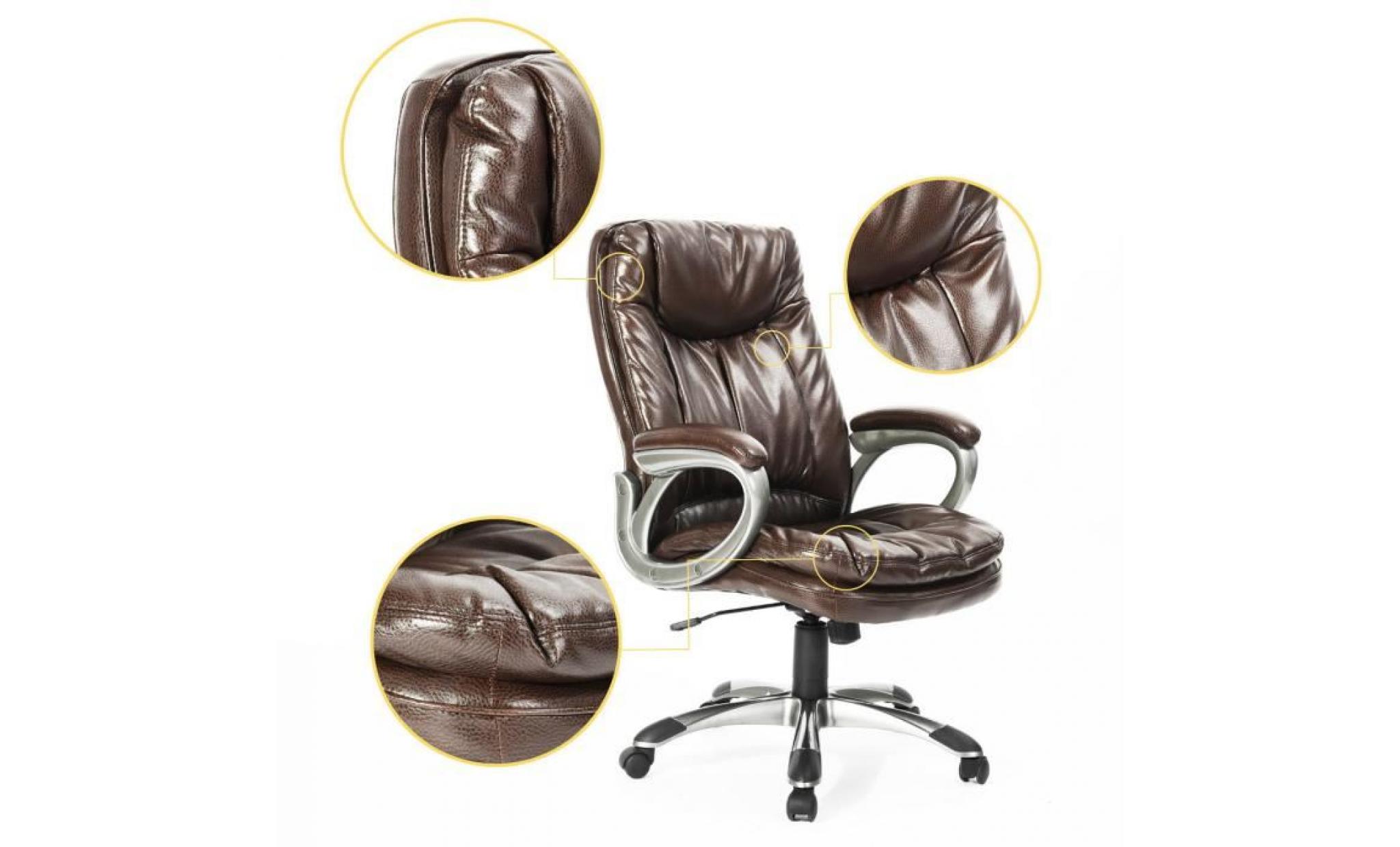 chaise de bureau qualité fauteuil de bureau ordinateur en pu cuir à roulettes pivotant confortable réglable marron