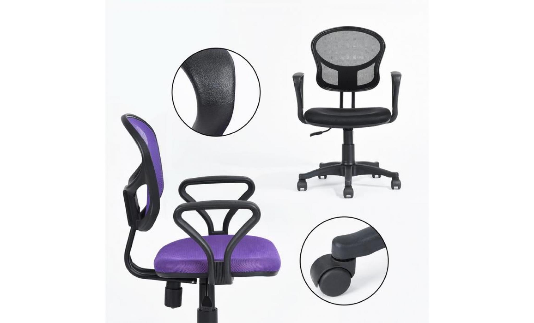 chaise de bureau siège enfant réglable en réseau plastique nylon pivotant noir pas cher