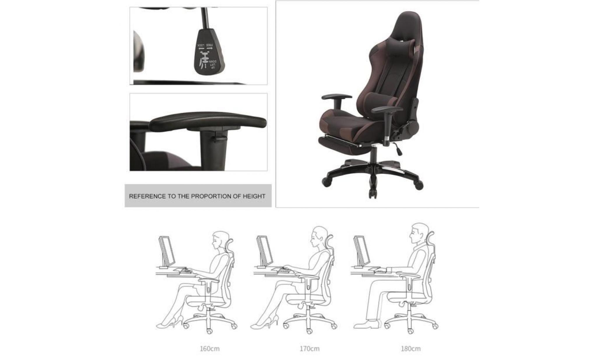 chaise de bureau manager fauteuil gamer style racing gaming et repose pieds pas cher