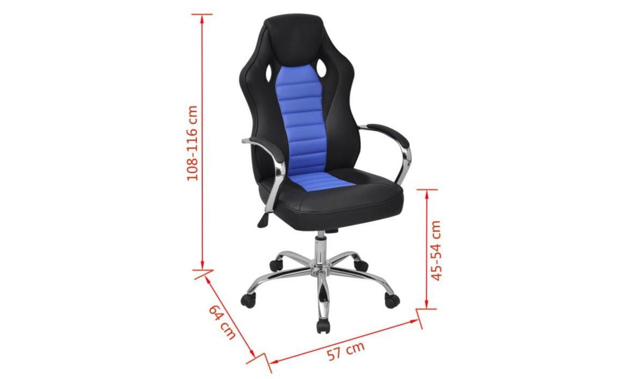 chaise de bureau sièges de bureau en cuir artificiel  57 x 64 x (108 116) cm (l x p x h)bleu vif pas cher