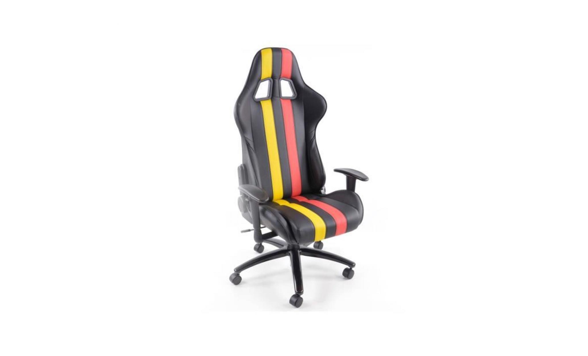 chaise de bureau sport avec accoudoir pu noir/rouge/jaune