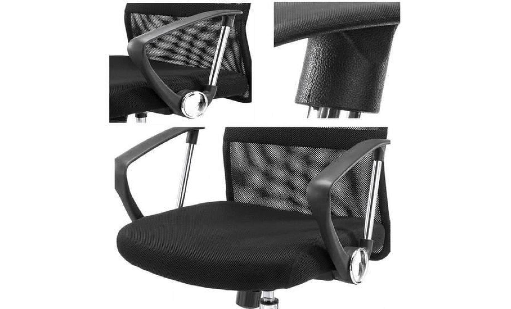 chaise de bureau sur roulettes, fauteuil de bureau noir, tissu maille hauteur réglable pas cher