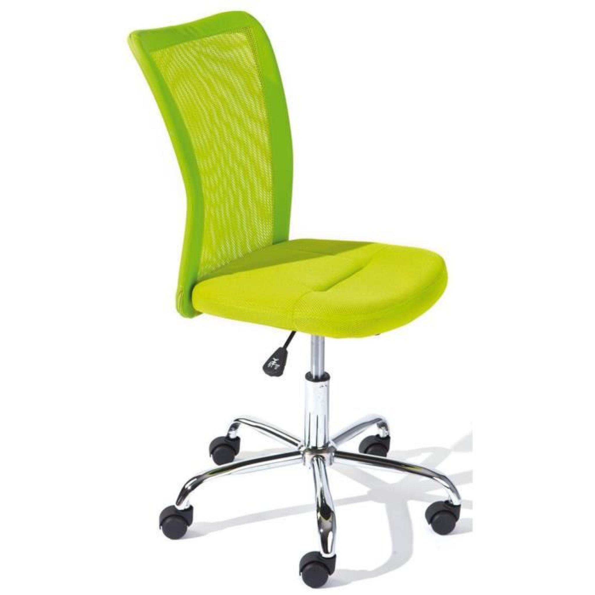 Chaise de bureau vert en polyester, Dim : L43 x H88 x P56 cm