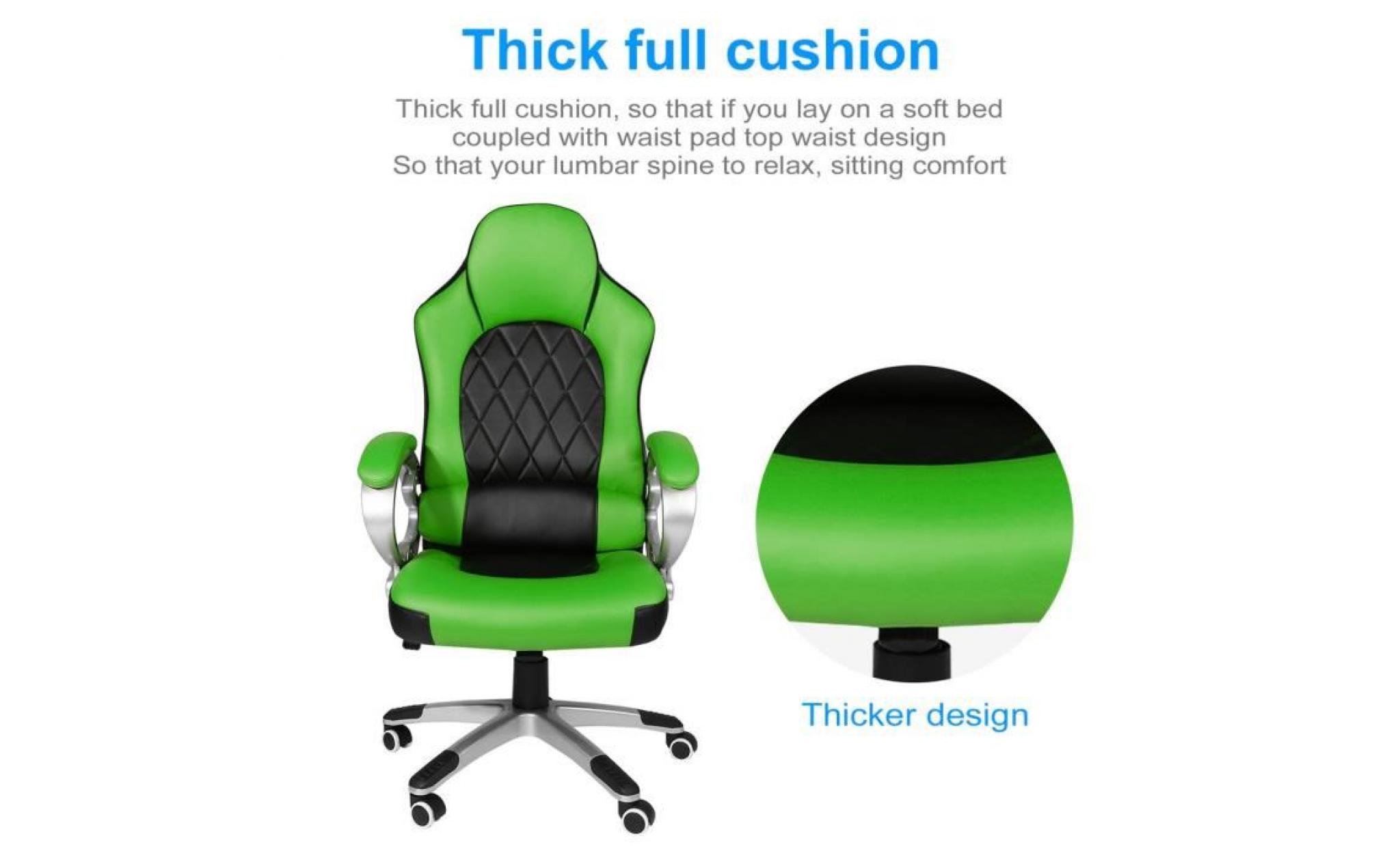 chaise de bureau vert et noir racing pas cher