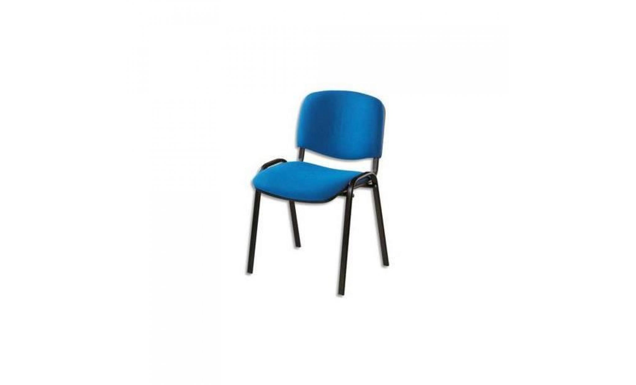 chaise de conférence 4 pieds tissu bleu.