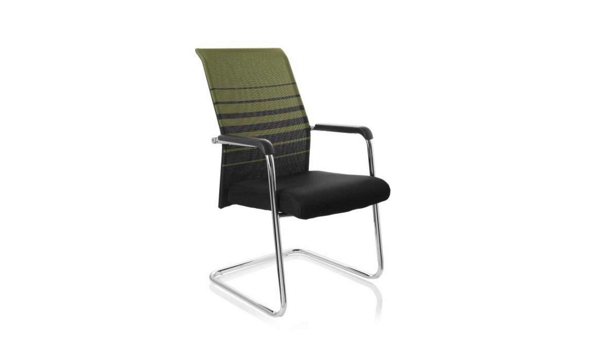 chaise de conférénce / chaise visiteur / chaise falcone v tissu noir/vert hjh office