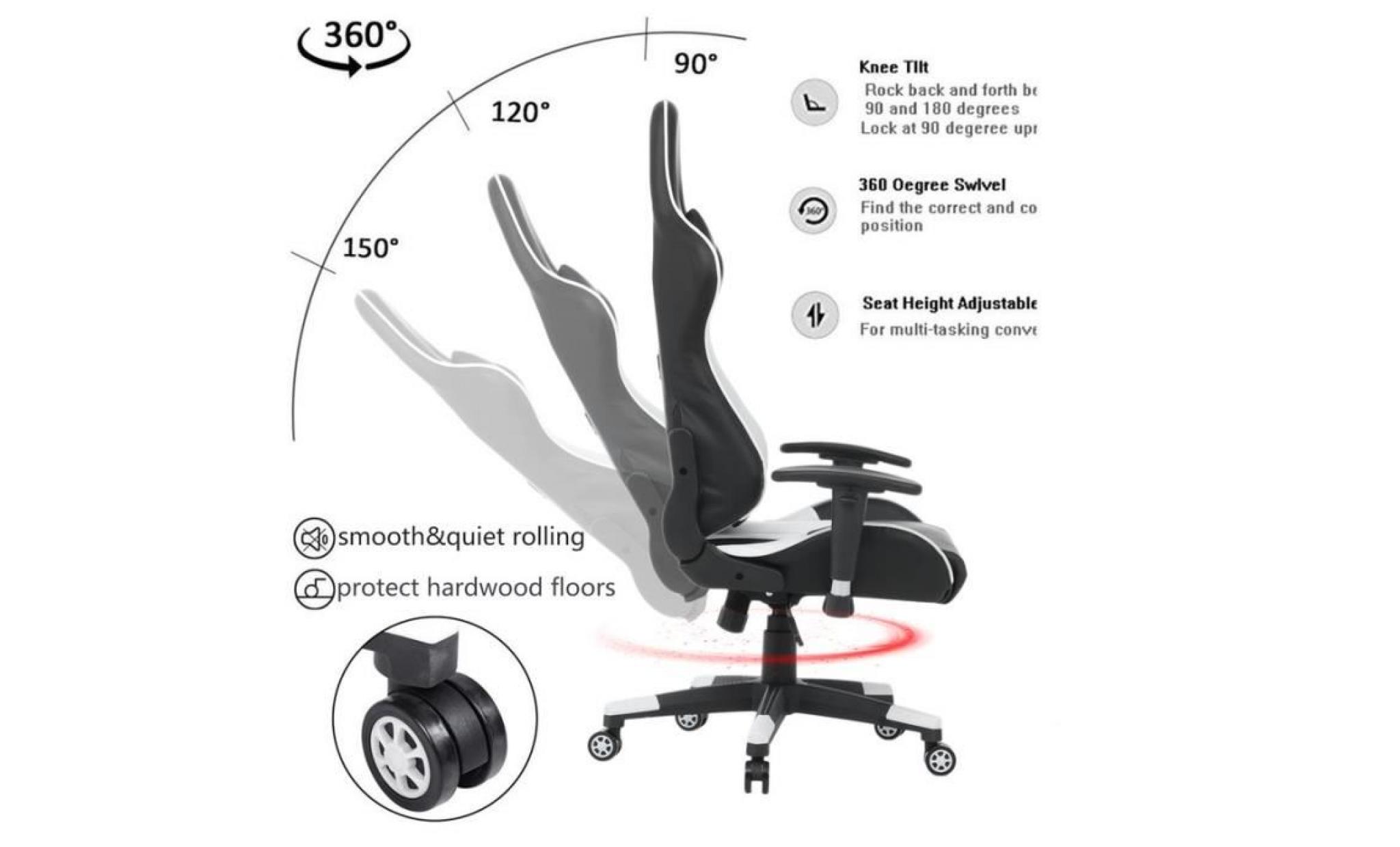 chaise de course de jeu de bureau d'ordinateur de bureau à domicile de roues de roulement de 360 degrés pas cher