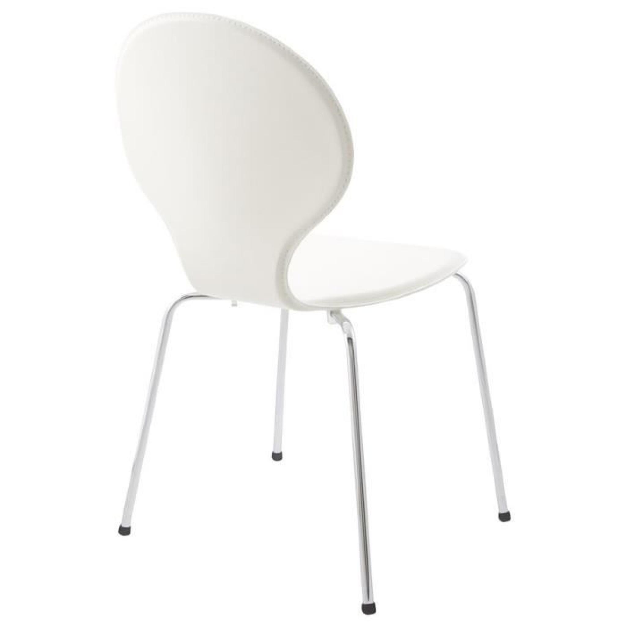 Chaise de cuisine / salle à manger design en cuir synthétique blanc cassé '' pas cher