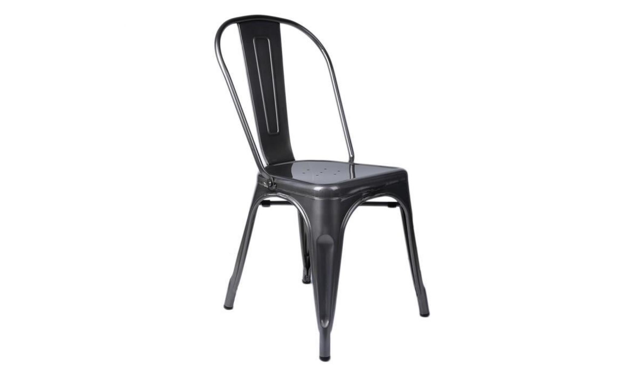 chaise de déjeuner chaises de salle à manger industriel en métal convient au café bistro 84.5cm   4pcs pas cher