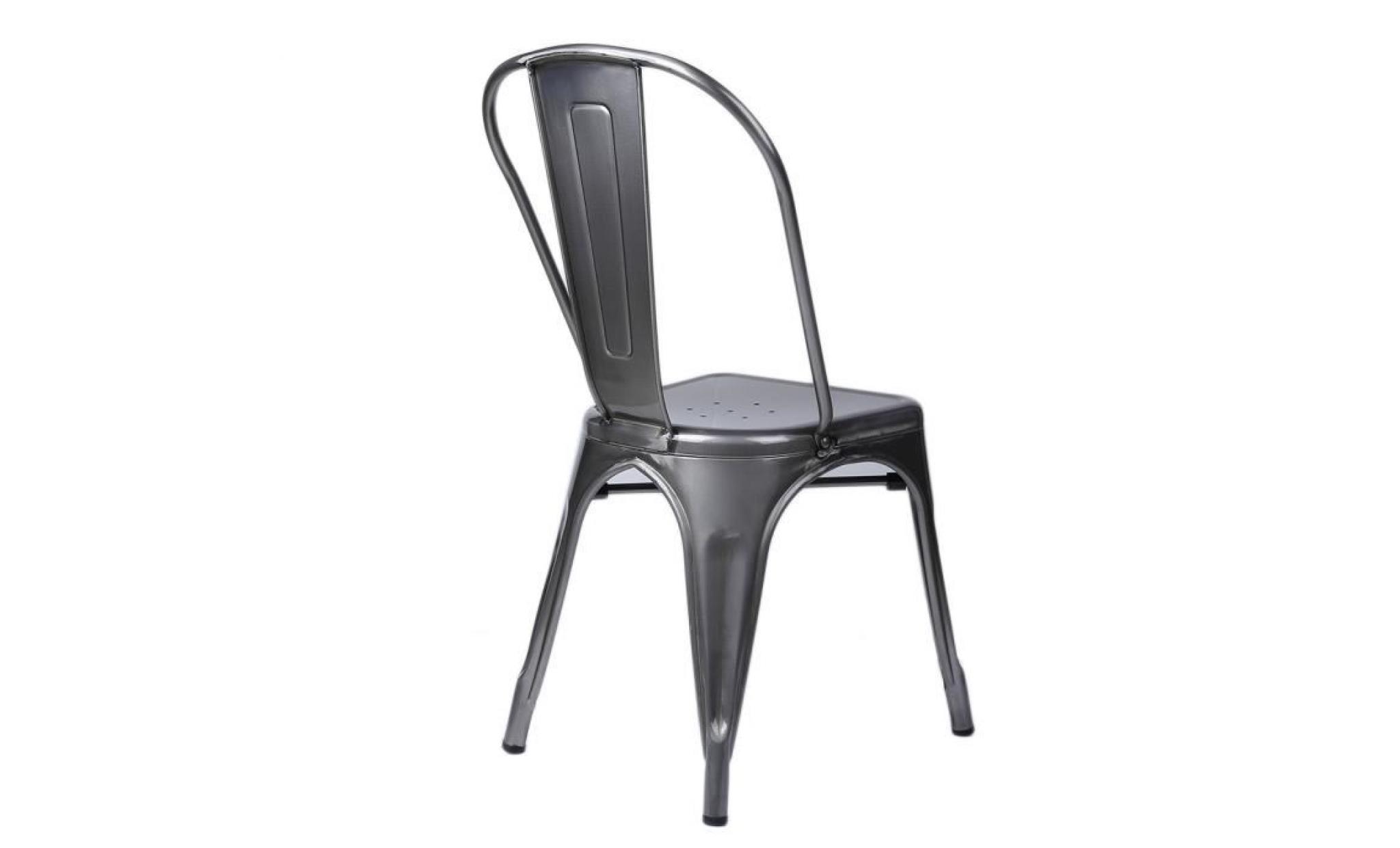 chaise de déjeuner gunmetal salon de restaurant salle à manger en métal industriel hauteur de base: 44.5cm   4pcs pas cher