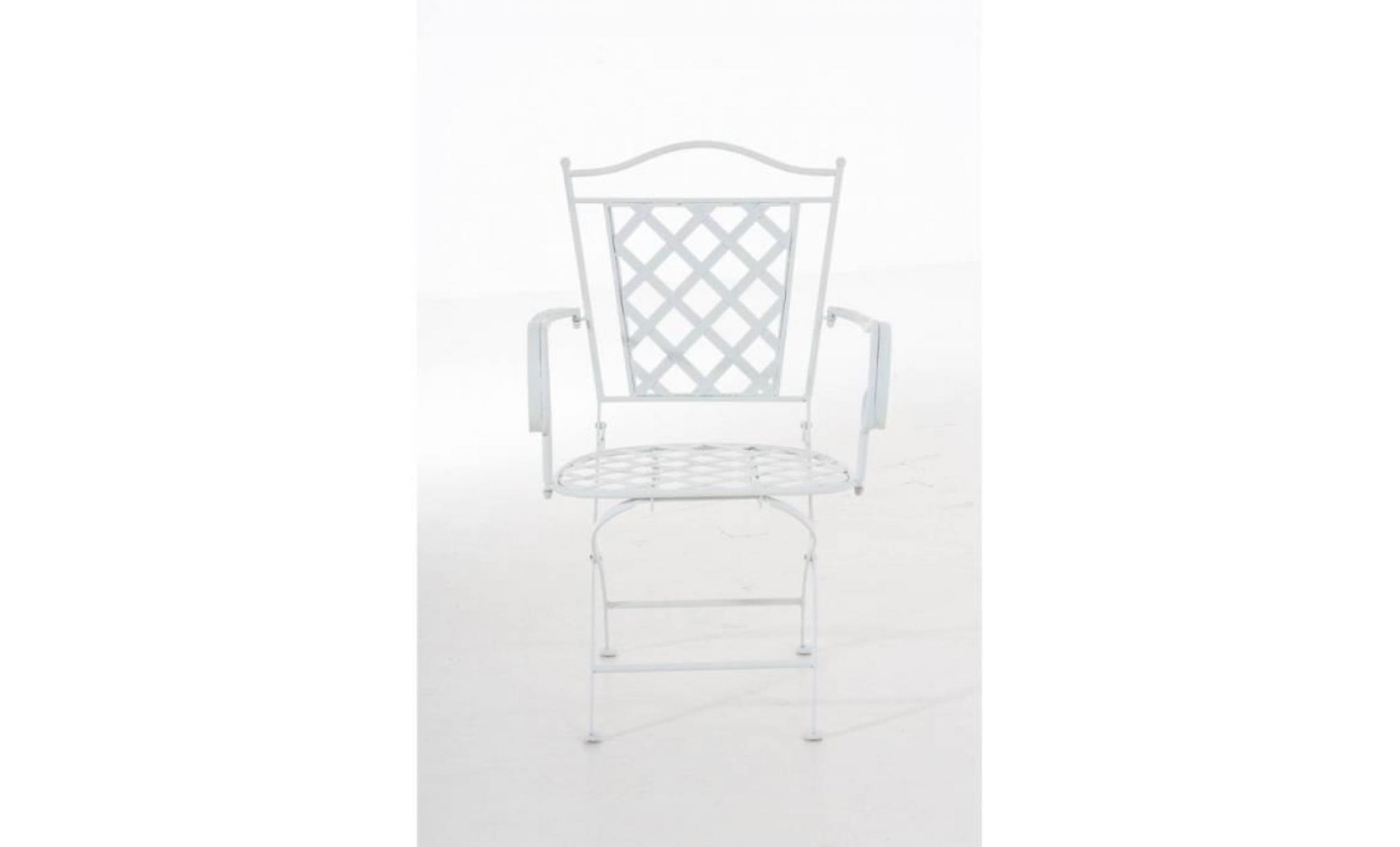 chaise de jardin en fer forgé blanc avec accoudoir mdj10074 pas cher